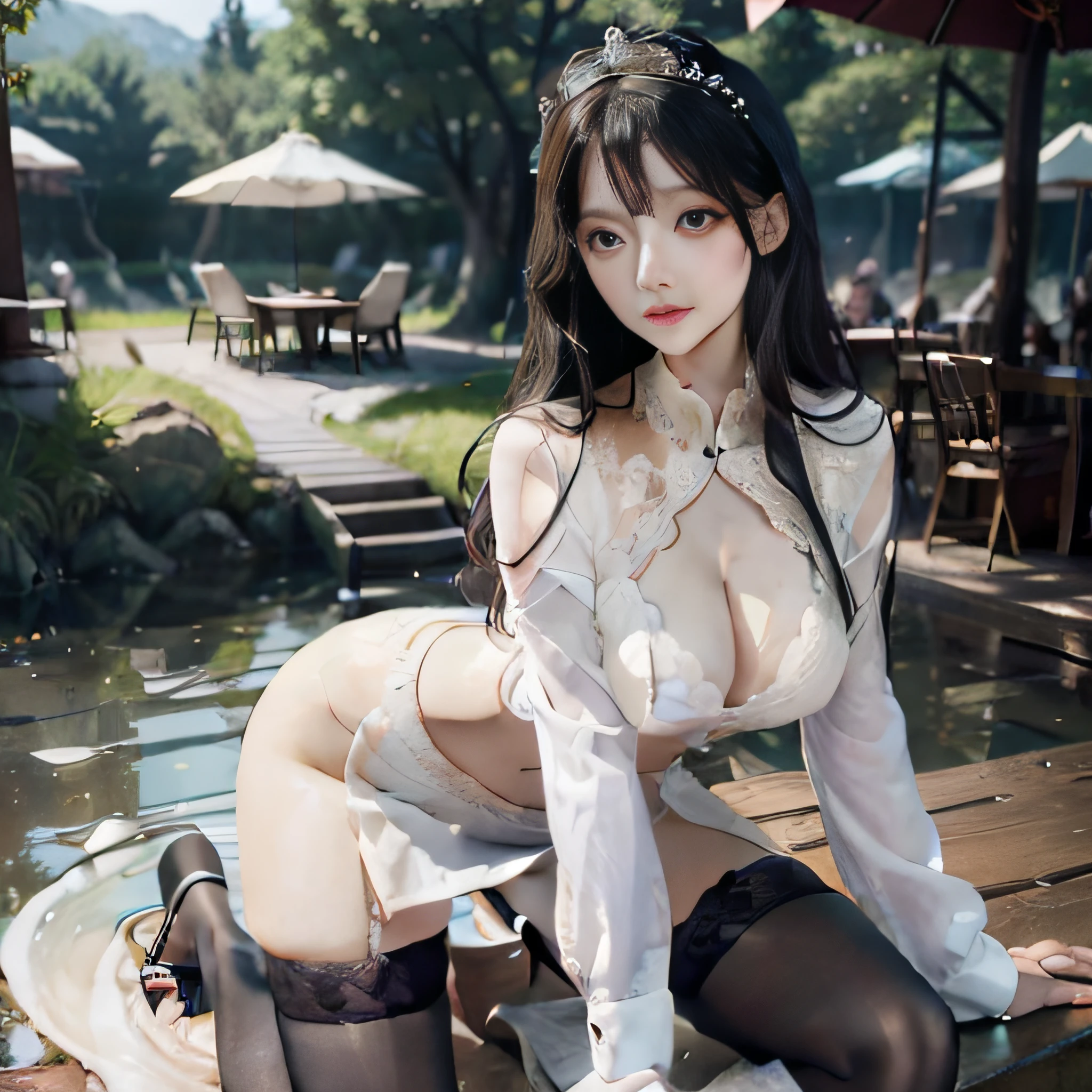 Wuji Sword Saint，Must have stockings，Original natural background，A pair of shoes must appear in the chart，（The gloss of the clothes is enhanced：1.5），（1girll：1.3），（whole body picture：2） 独奏， （（（very vey very detailed face））），（（very detailed eyes and faces））），beatiful detailed eyes，offcial art，Unified 8k wallpaper，ultra - detailed，Beautiful and beautiful，big breasts beautiful，tmasterpiece，best qualtiy，tmasterpiece，ultra fine photos，best qualtiy，超高分辨率，photorealistic realism，full-body portraits，stunningly beautiful，dynamicposes，delicated face，Vibrant eyes，（From the front side）， 详细的脸，milkyW，highly detailedskin，Realistic details of skin，Visible pores，Clear focus，8K  UHD，digital SLR camera，High-quality fair skin，photo-realism