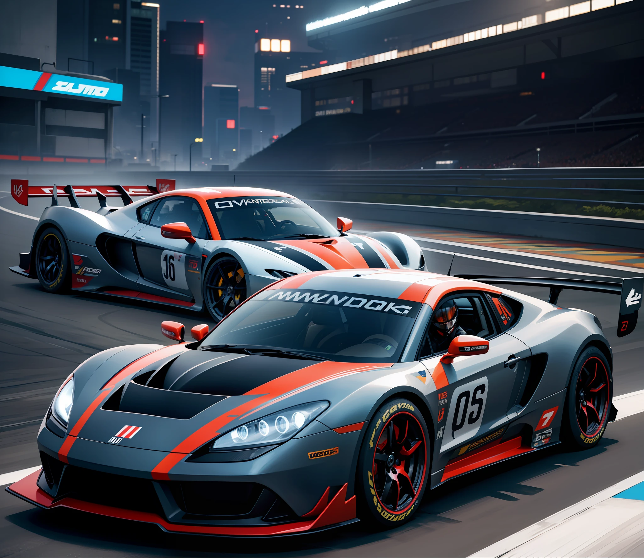Cyberpunk sports cars and racing cars combined