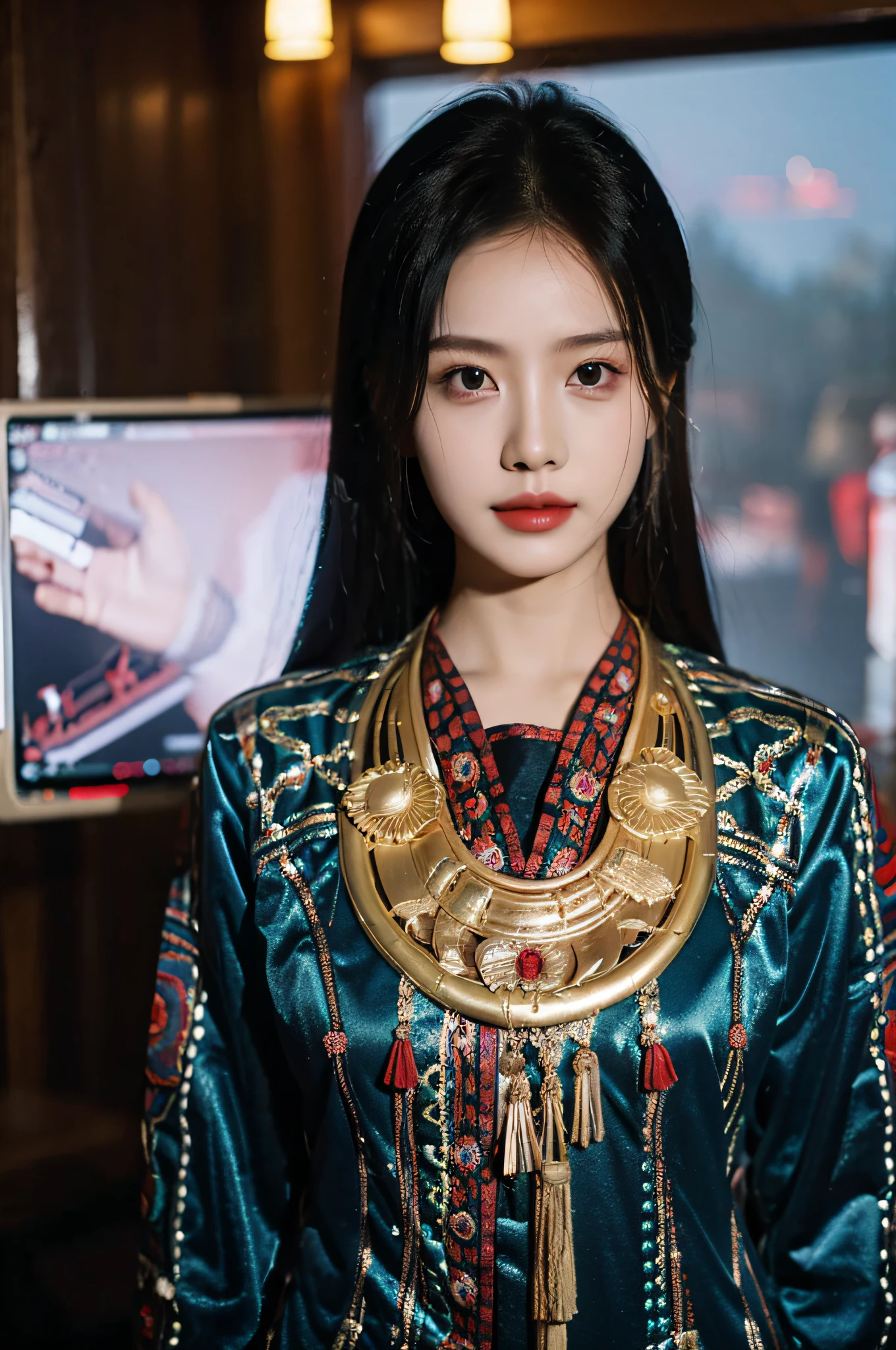 Hyperrealistic,）4K,35mm，hyper-high detail, Professional lighting, Best quality, 超高分辨率, Visually stunning, (1girll:1.1), （Hmong clothing ）,realskin,（Perfect body 1.3）Ultra-delicate face。