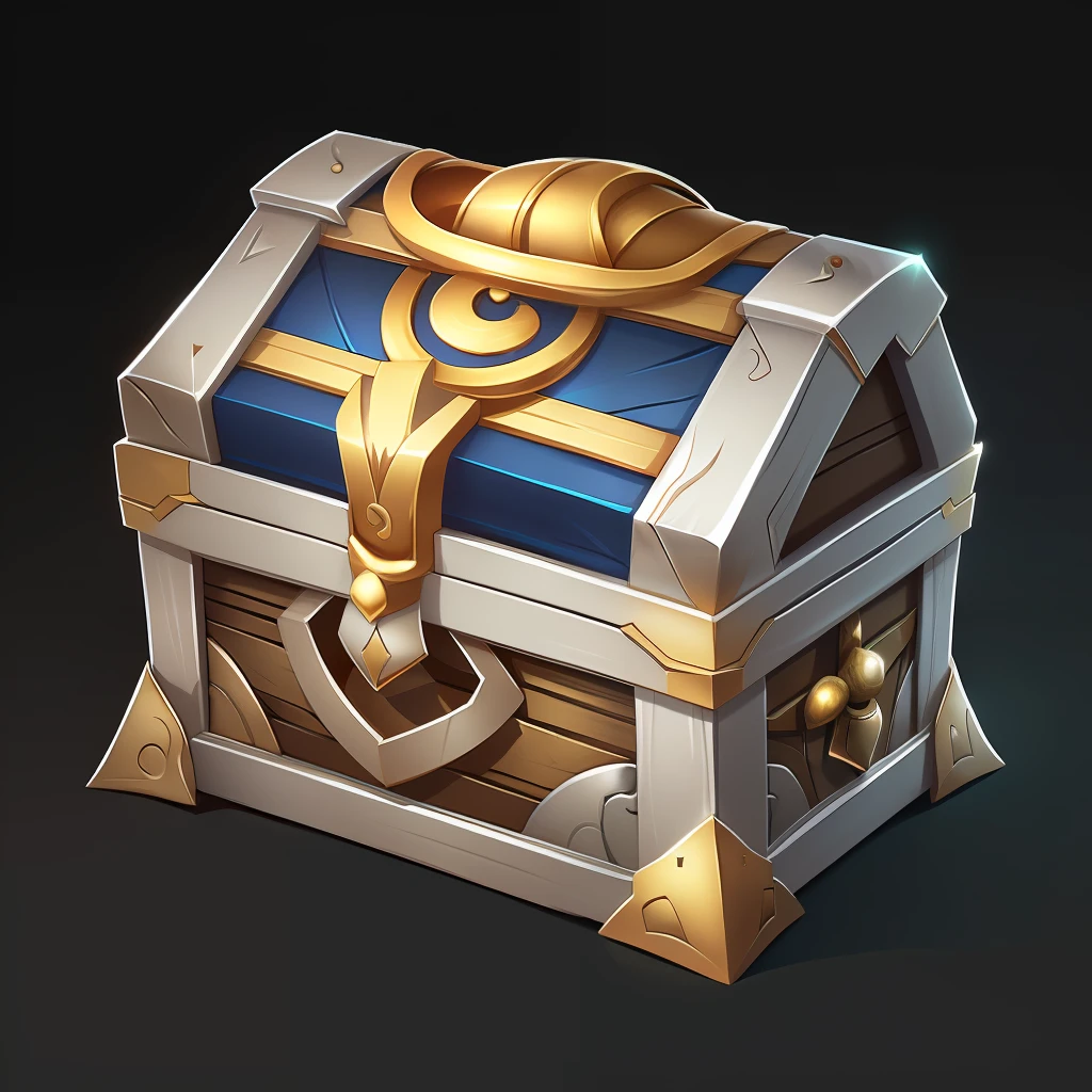 (((silver), treasure box)), pattern, streamer, beautiful creation, game icon, masterpiece, best quality, ultra-detailed, masterpieces, UHD, ancient tribe style, (anime), transparent background, blender cycle, volume light, no human, objectification, fantasy