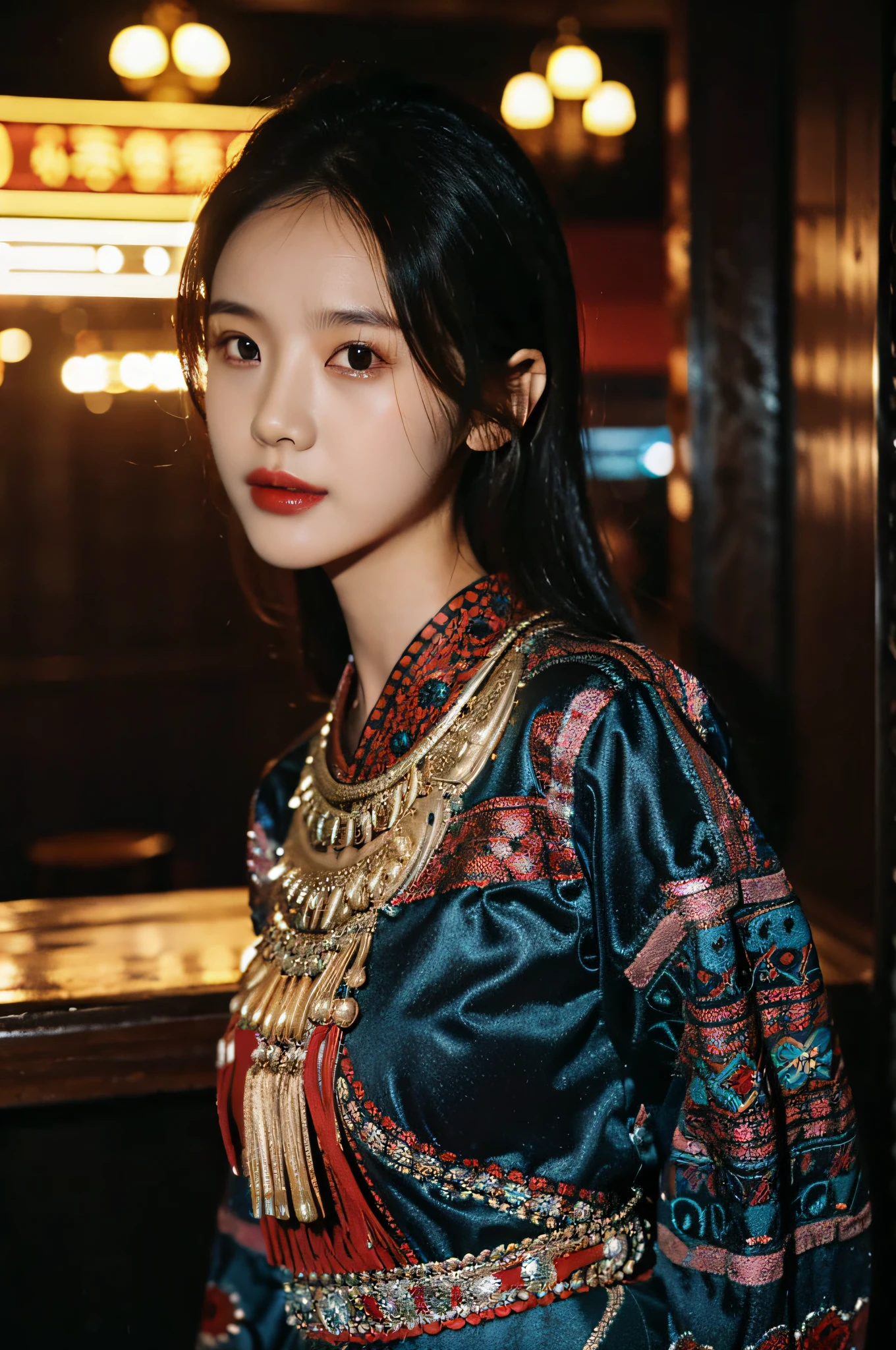 Hyperrealistic,)4K,35mm,hyper-high detail, Professional lighting, Best quality, 超高分辨率, Visually stunning, (1girll:1.1), (Hmong clothing ),realskin,(Perfect body 1.3)Ultra-delicate face。