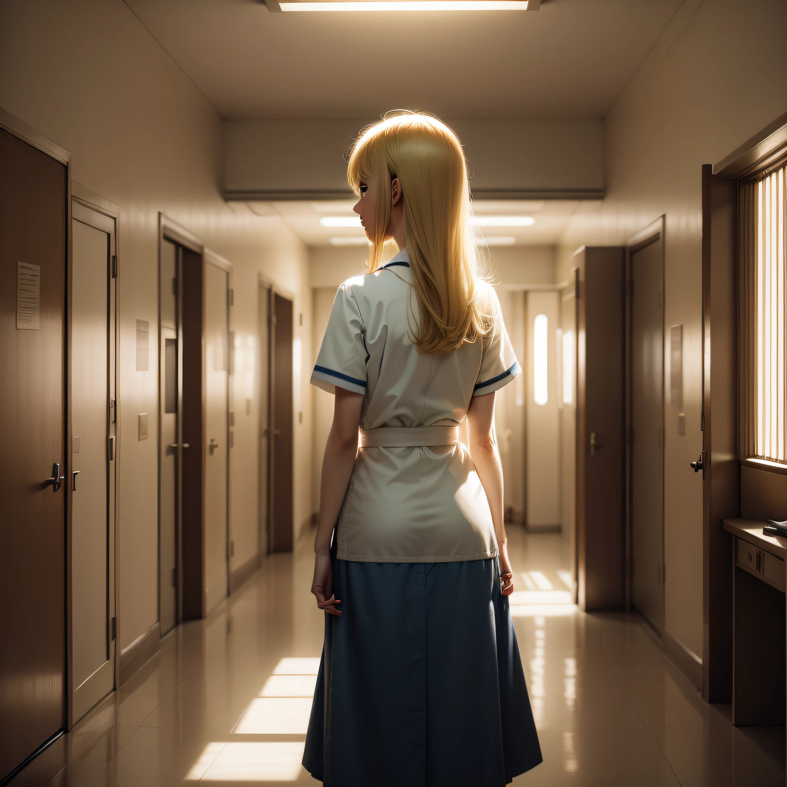 Background hospital ward;Blonde girl
