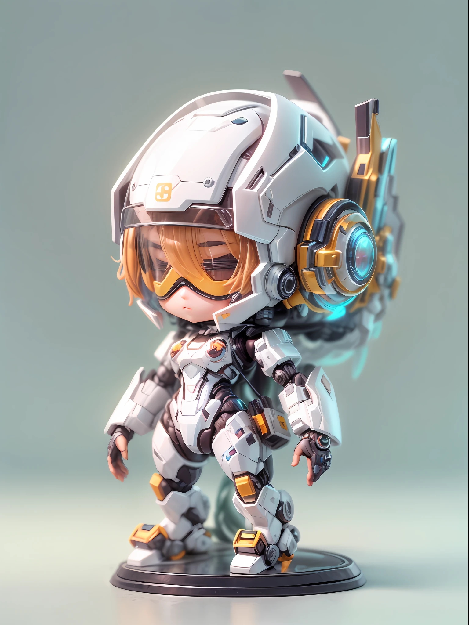 (blind box toy style:1.2), (Full Body Shot) , 1 Transparent cute girl, Transparent mecha, Exquisite Helmet:1.2, glowing goggles:1.2, Cyberpunk, Dreamy Glow, clean, white background, ( Global illumination, raytracing, HDR, unreal render,reasonable design, high detailed, masterpiece, best quality, UHD, Cinematic Lighting)