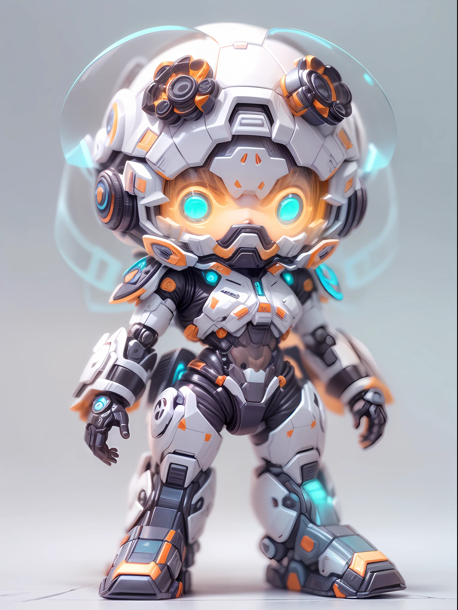 (blind box toy style:1.2),  (Full Body Shot) ,  1 Transparent cute boy, Transparent mecha, Exquisite Helmet:1.2, glowing goggles:1.2, Cyberpunk, Dreamy Glow, clean, white background, ( Global illumination, raytracing, HDR, unreal render,reasonable design, high detailed, masterpiece, best quality, UHD, Cinematic Lighting)