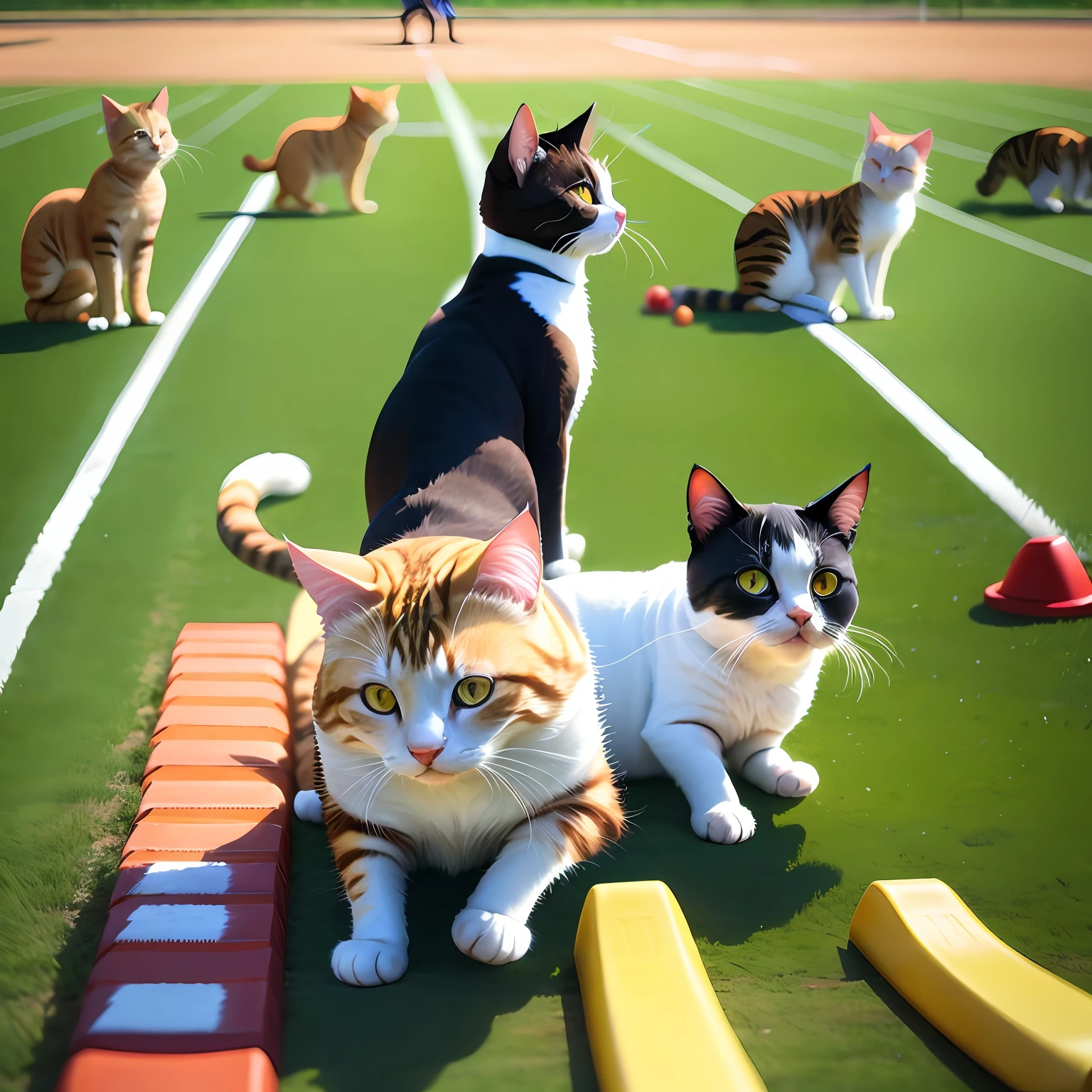 Cat Sports Day、A lot of cats are competing。