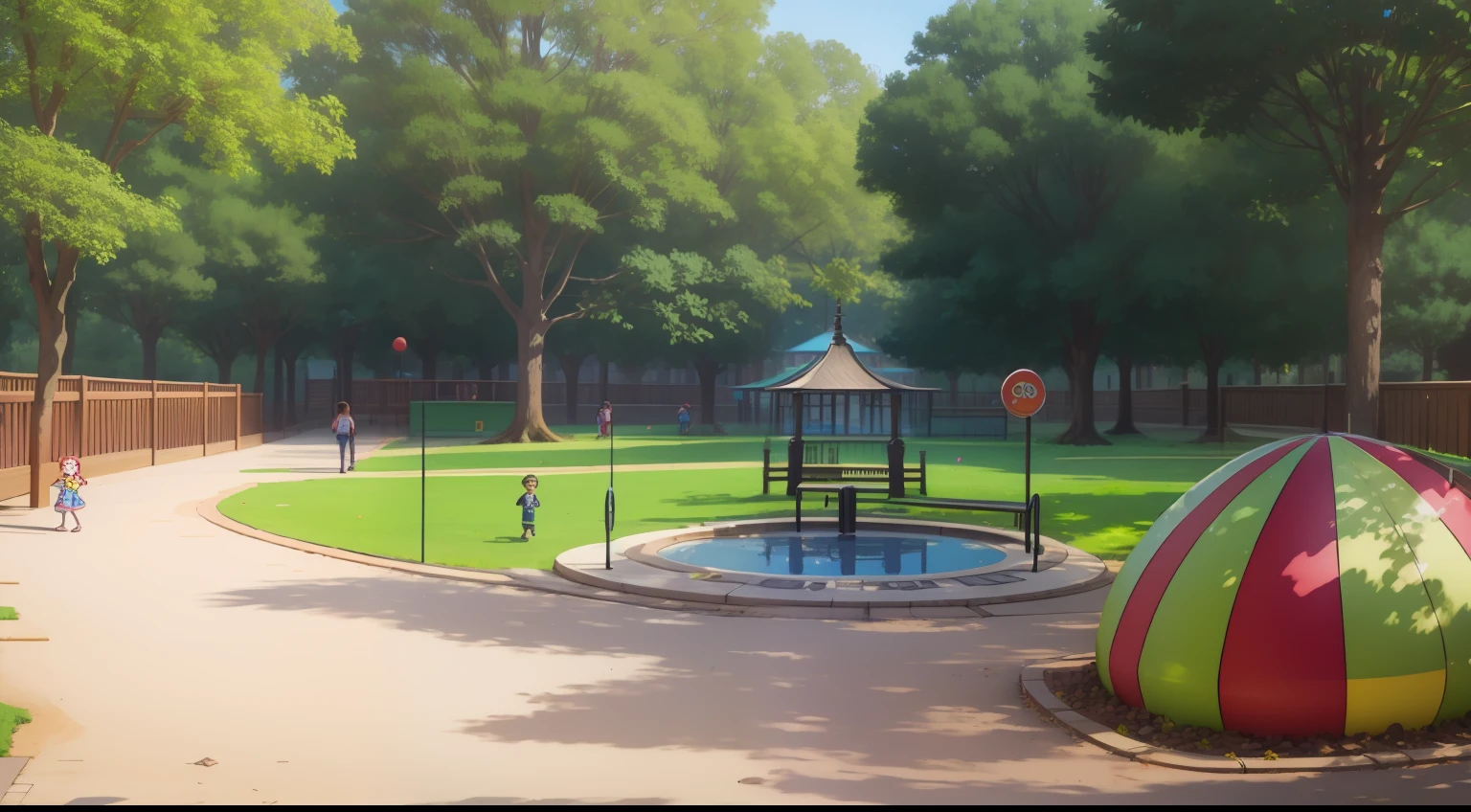 A children's park,and the sun was shining brightly,great clarity