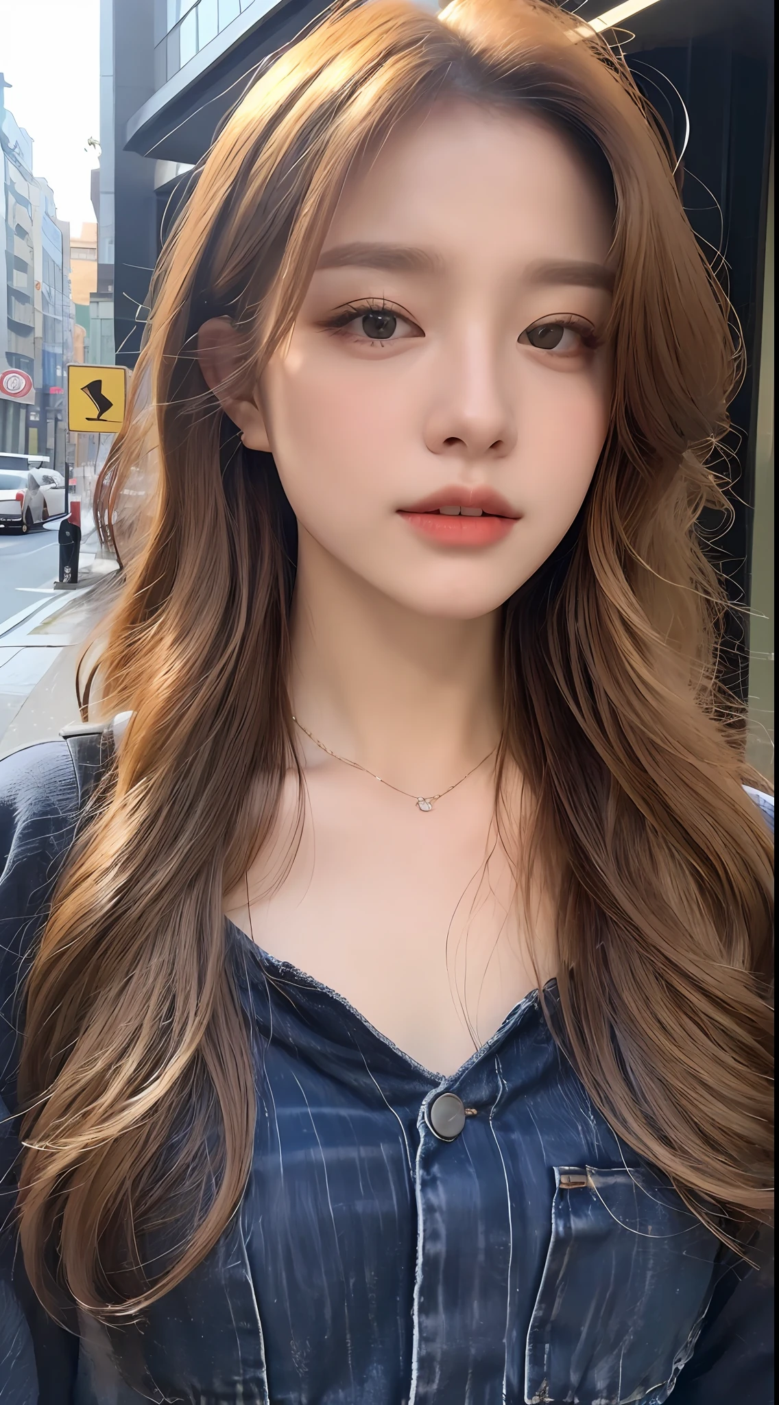 ((top-quality、8K、masterpiece:1.3))、Focus:1.2、Perfect Body Beauty:1.4、Street、Highly detailed facial and skin texture、Delicat eyes、二重まぶた、Whitened skin、Constricted curly hair、long