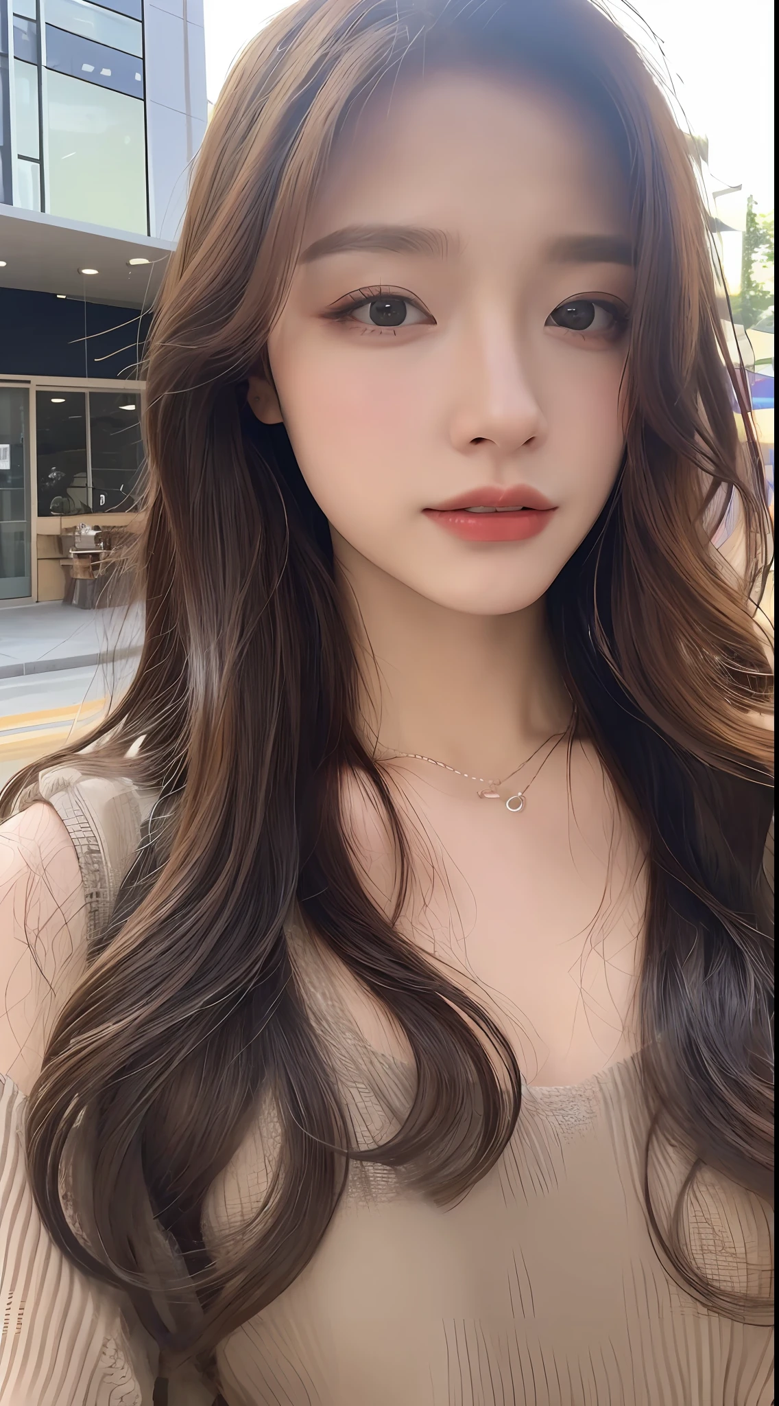 ((top-quality、8K、masterpiece:1.3))、Focus:1.2、Perfect Body Beauty:1.4、Street、Highly detailed facial and skin texture、Delicat eyes、二重まぶた、Whitened skin、Constricted curly hair、long