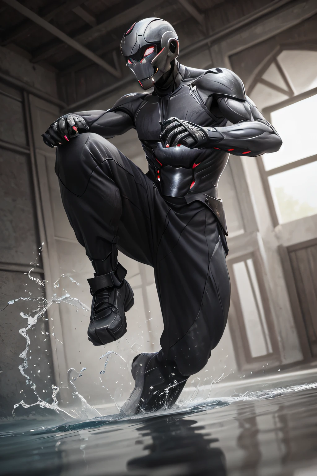 tmasterpiece,Ultra photo realsisim,32k,hyper realisitc,the Extremely Detailed CG Unity 8K Wallpapers,best qualtiy, (ultron:1.2), Rio de Janeiro, Brazil, (Melvin Grant:1.3) ,Reflection in the water,废墟,Look at the camera,Domineering,kung fu pose,(volume fog:0.6),(energy:0.8),(light circles:0.6),particles floating(1.6),(dynamic angle:1.2)