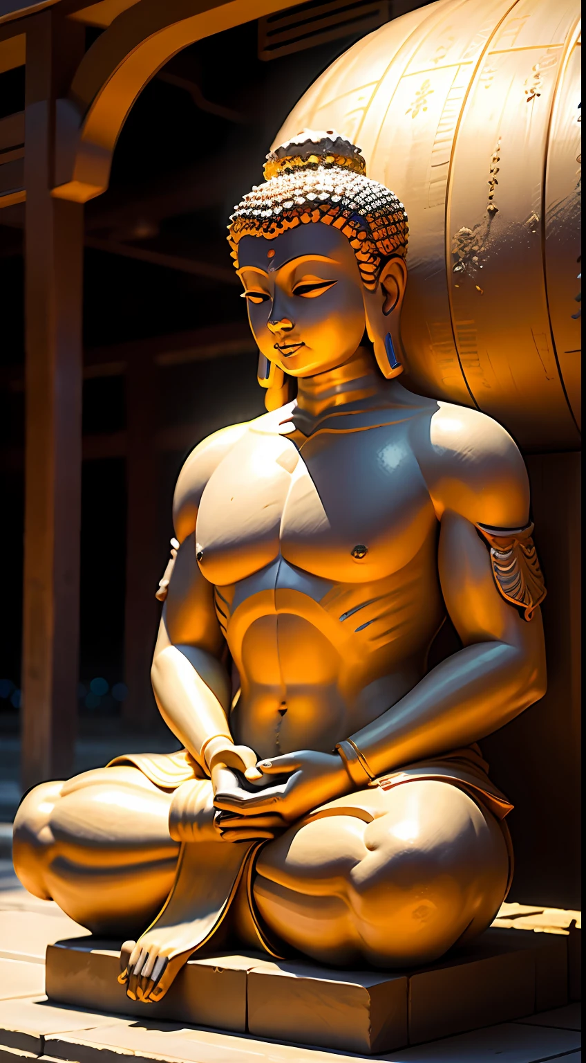 (The upper body of a huge Buddha statue:1.5,),(Buddhist temple background:1.2),,(真实感:1.4),(best qualtiy:1.0),(超高分辨率:1.0),8K,RAW photos,(tmasterpiece:0.2),ultra - detailed,