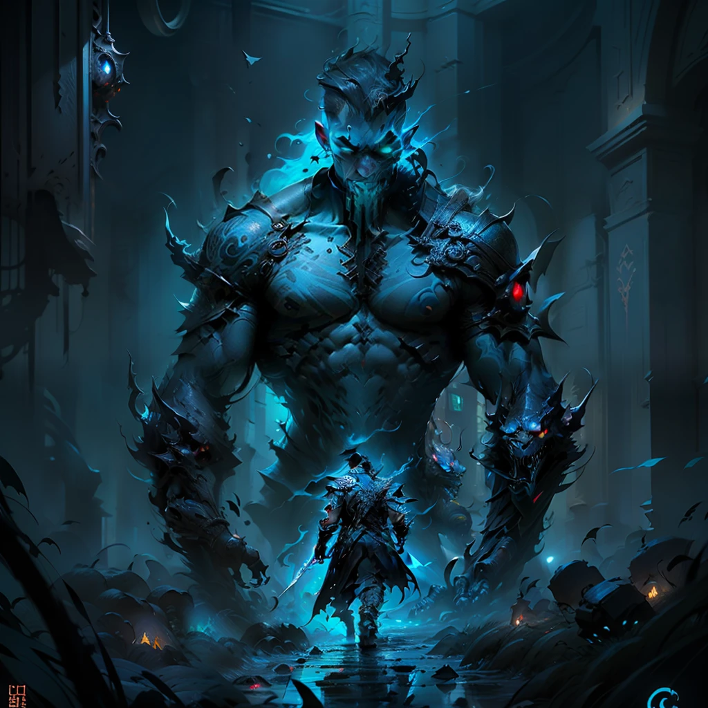 There was a man with a sword standing in a dark room。, style of raymond swanland, High quality digital concept art, Epic digital concept art, author：Zhou Chen, Sailor Beauty, Diablo digital concept art, epic scifi character art, darksiders style, by Yang J, author：Shen Zhou, Epic fantasy digital art style, epic fantasy game art