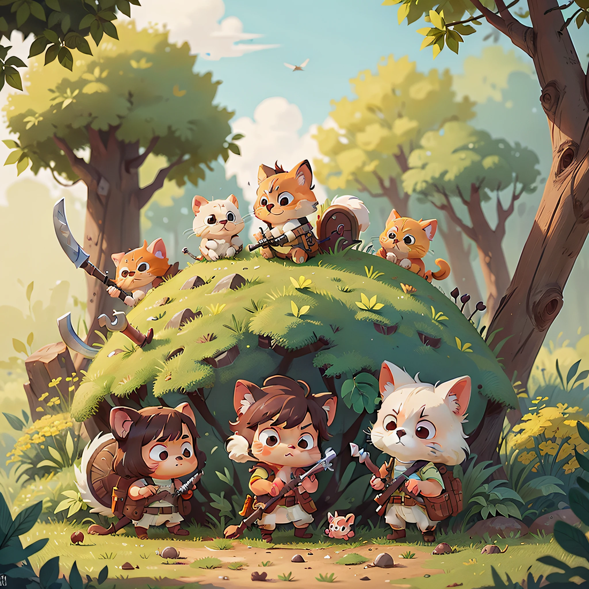 Small animals holding weapons
