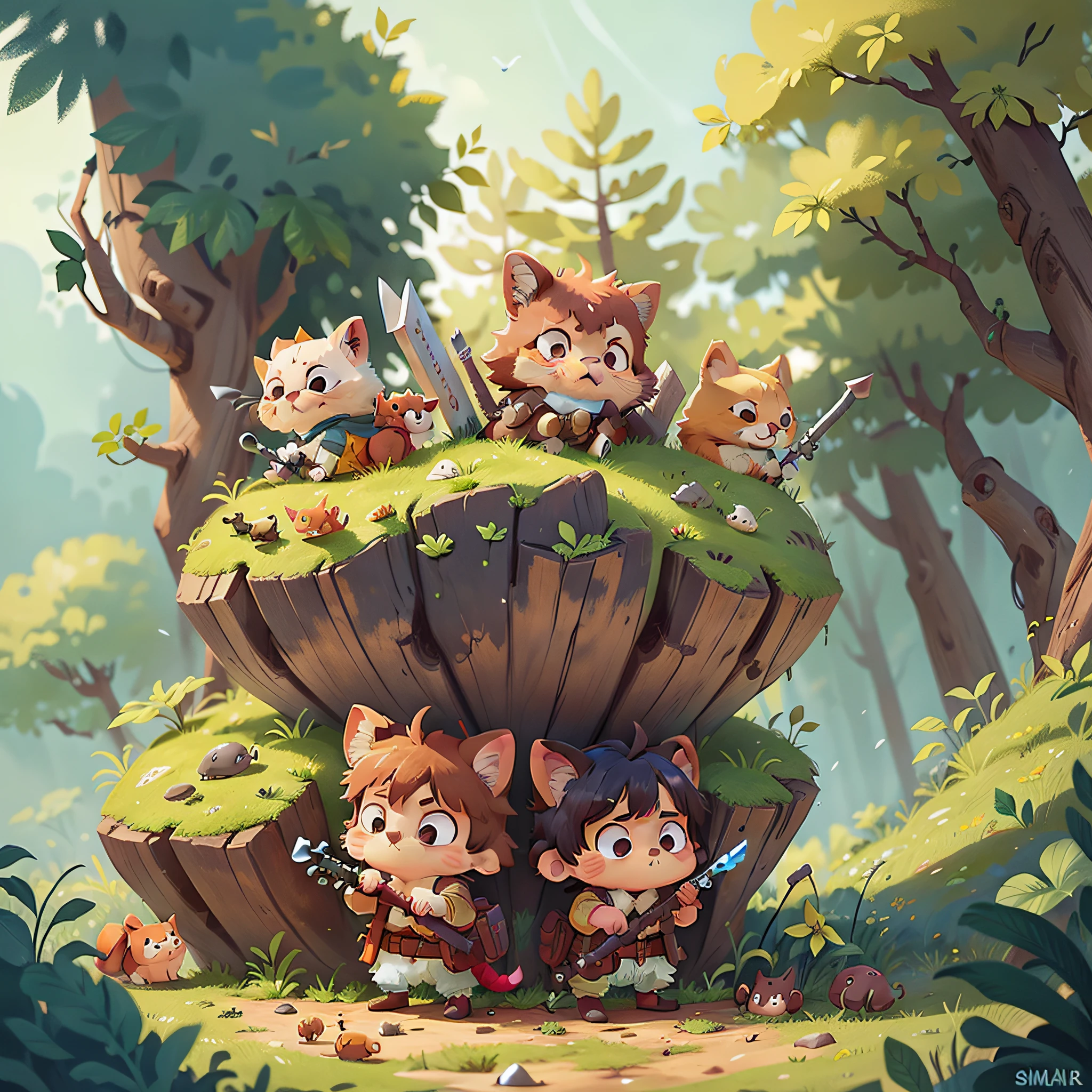 Small animals holding weapons
