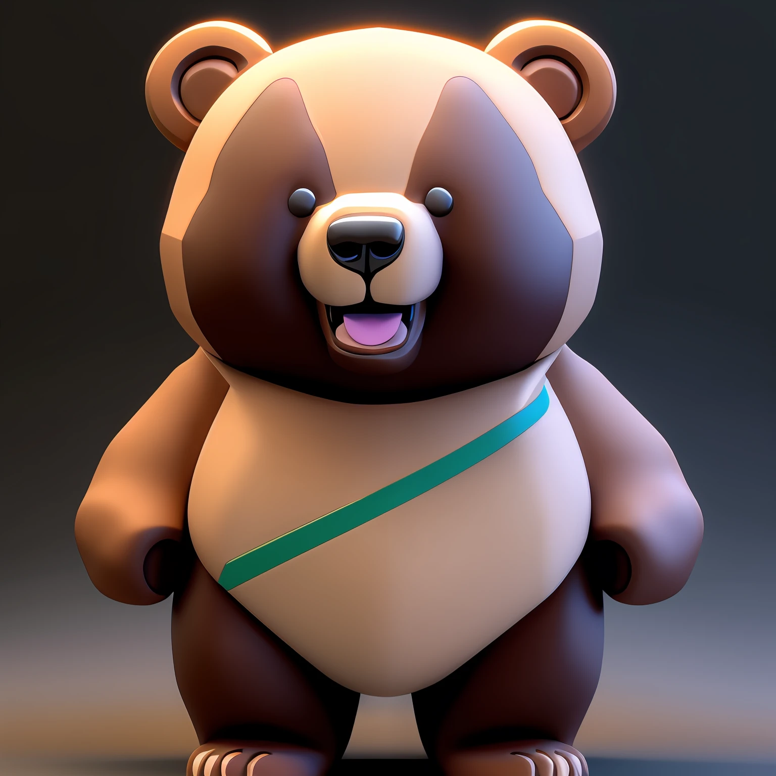 Delicate 3D PVC Model of Tiny Isometric Bear Emoji, soft smooth lighting, with soft pastel colors, pele marrom claro, pose with open arms, 3D icon clay rendering, lente de 120 mm, 3D blender rendering, trending on polycount, construtivismo modular, fundo laranja, Physically-based rendering, centralizado