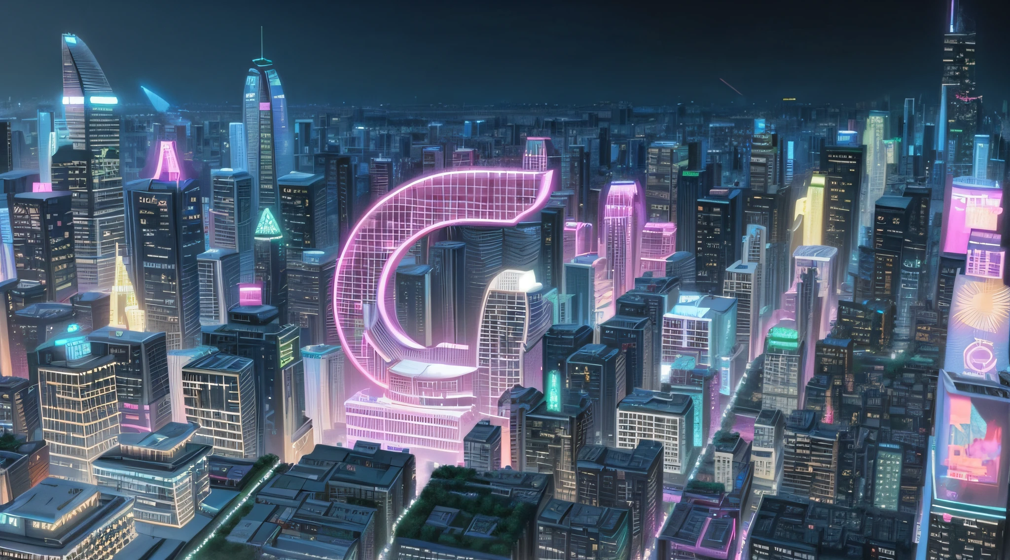 cyber punk perssonage,Neon letter G,Neon city background,vaporwave city,Canton Tower background,Virtual digital screen,Neon megacity background,hd anime cityscape,Tech City background,cinematic neon matte painting,Cyber City,City of Aikensbottan,cybernetic city background,Cyberpunk city setting
