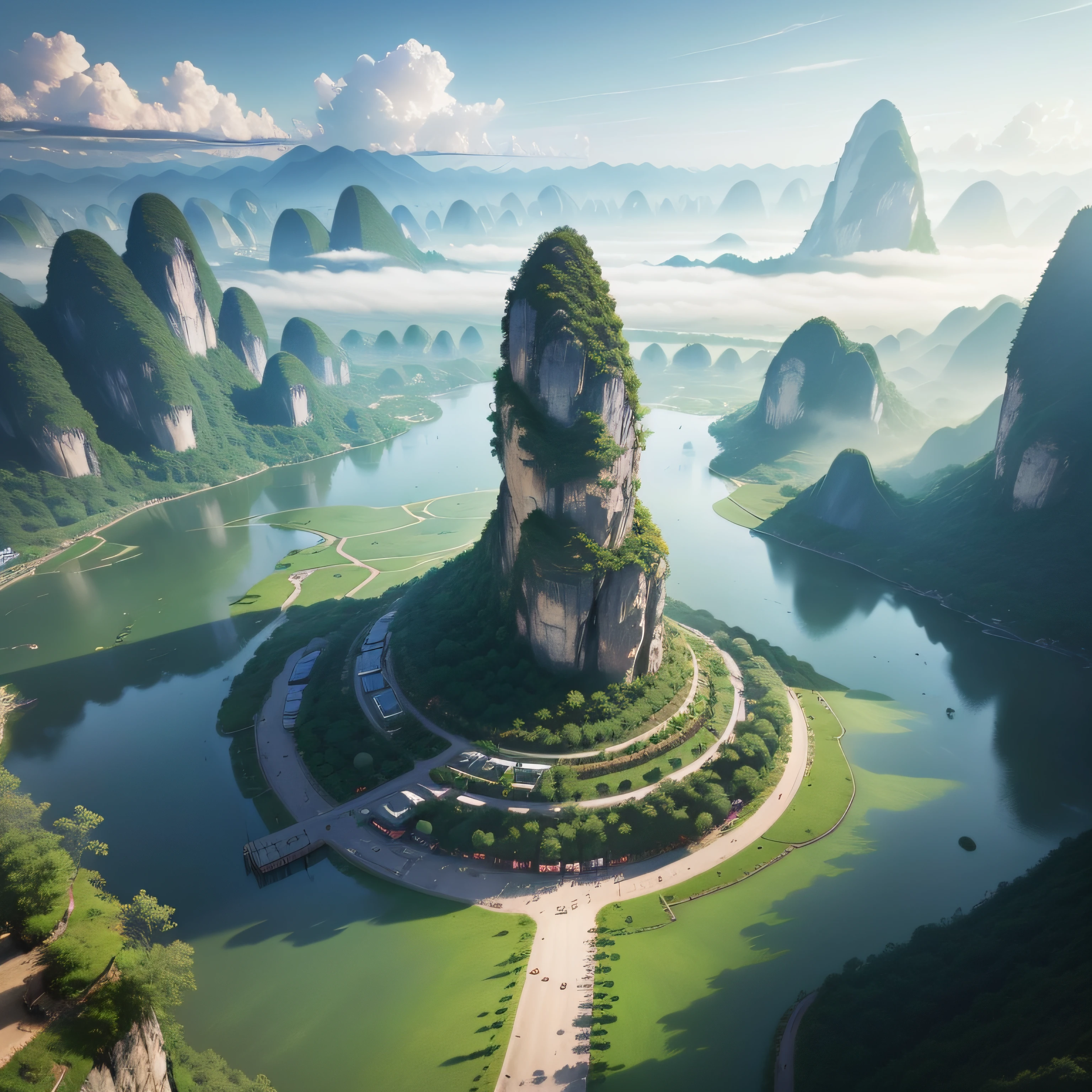 8k,tmasterpiece,high qulity,Guilin's landscapes are all over the world,1980x1080