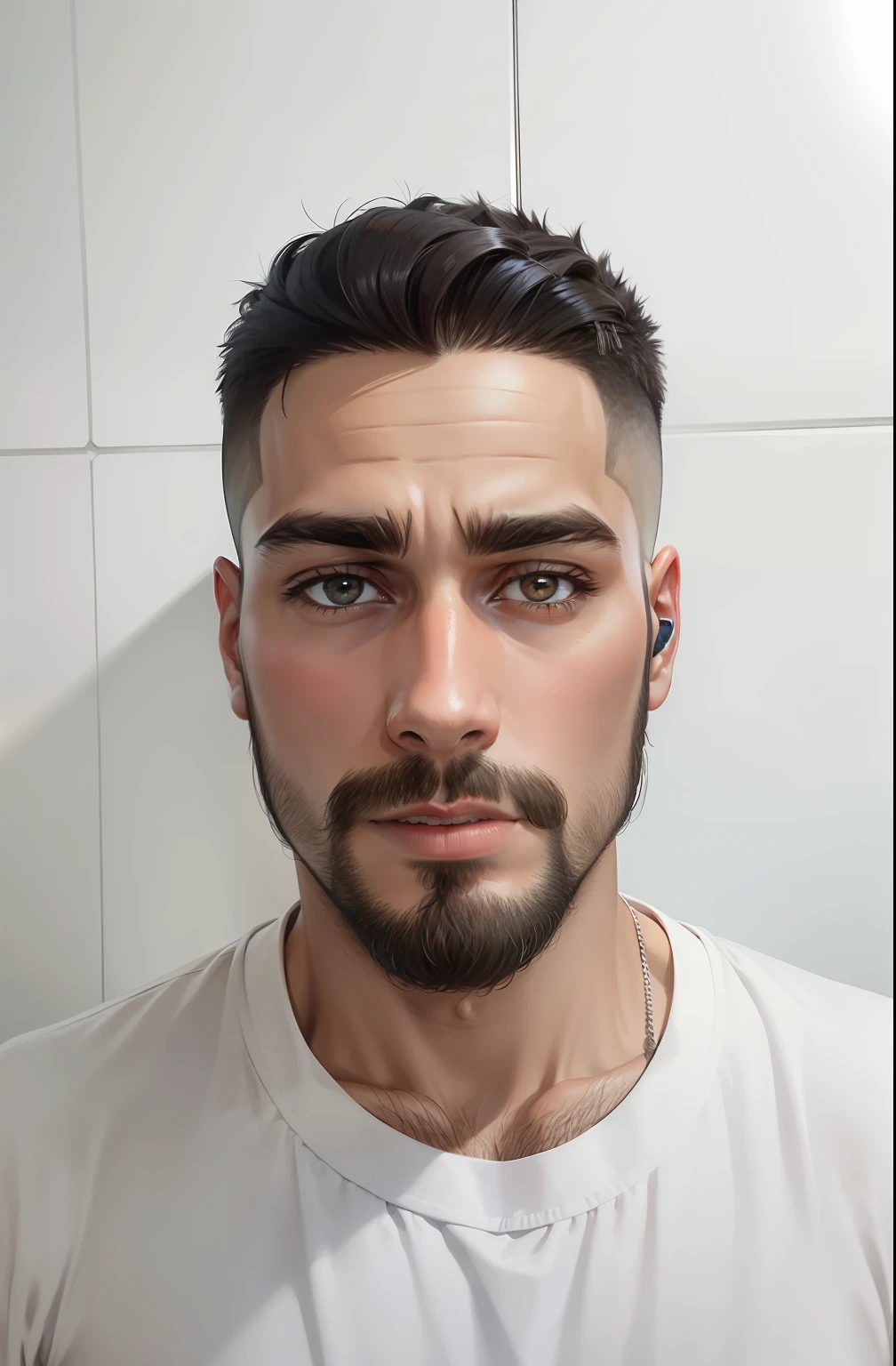 Barba grande, corte cabelo militar