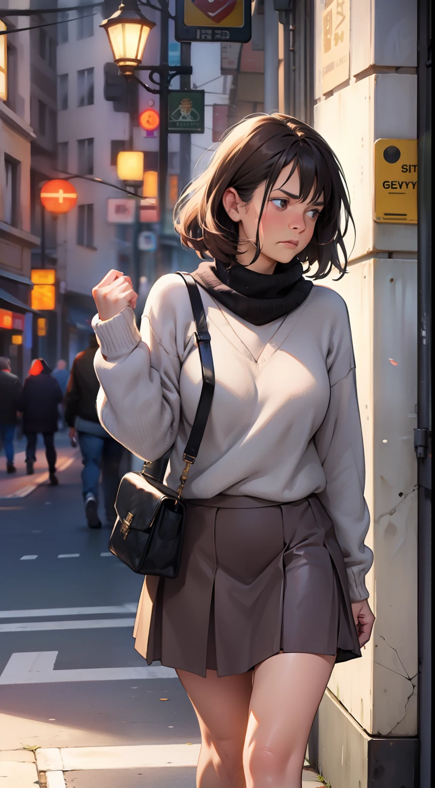 Middle-aged woman,grieved,Sweaters,a skirt