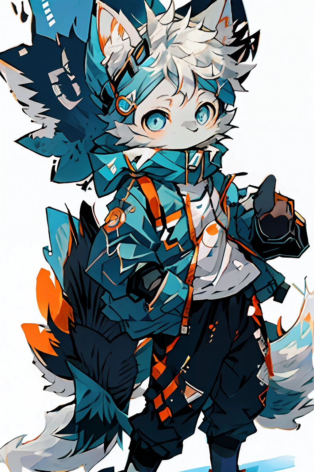 Close up of a cat with blue eyes and furry ears, Cute anime cat, Orange cat, anime cat, Full body furry mini cute style, Very nice and cute cat,human - shaped, Furry art!!!, Beautiful anime cat, Very beautiful anime cat, Attractive cat, Best Rated on pixiv, with blue fur and blue eyes, anime cat,The belly is white,