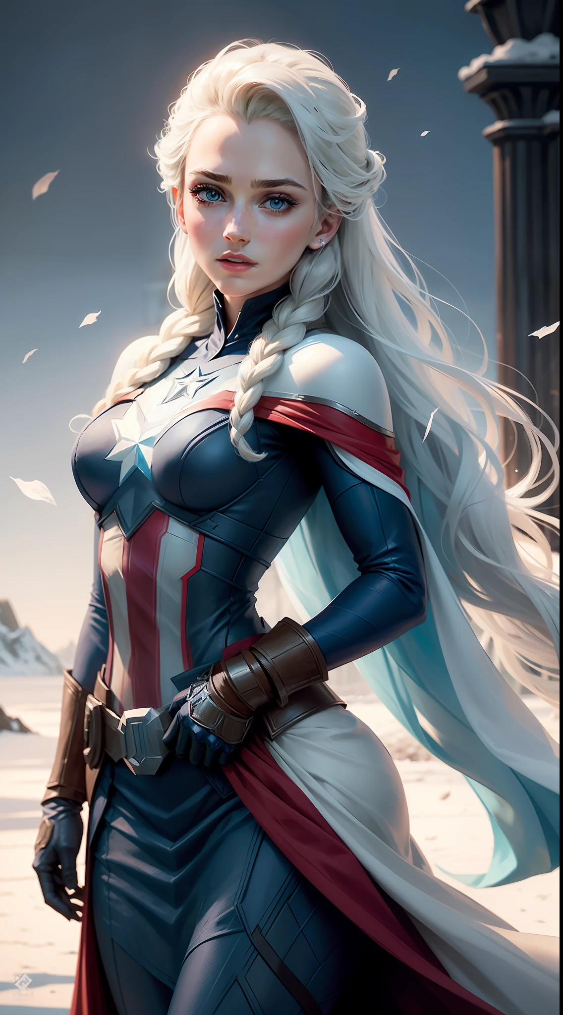 captain america frozen princess in blue dress with flowing hair and blue dress, captain america elsa from frozen, captain america elsa frozen, captain america elsa, beautiful captain america elsa, frozen in motion, emma watson as the queen of ice, portrait of captain america elsa of arendelle, portrait of captain america elsa from frozen, captain america frozen, captain america frozen like a statue, captain america ice princess, ice queen, frozen klaus film, frozen time effect, the captain america ice queen
