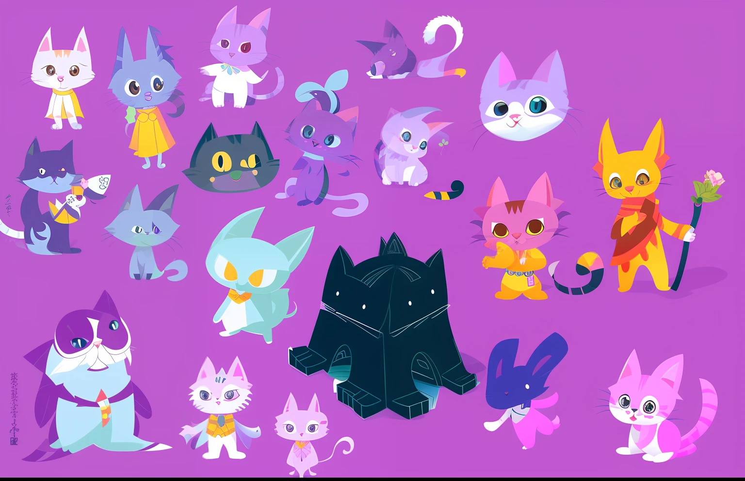 A bunch of sketches of cats and kittens in various poses, cat design, catscatscats, a sketch, concept sketches, Cute characters, cats party, Cats, several character designs, concept sheet, Kittens, character concept, Cats! are around, Sketchy, scribbles, Character exploration, a variety of poses, Cartoon concept art, Cute cats, character concept explorations, !!! cat!!!