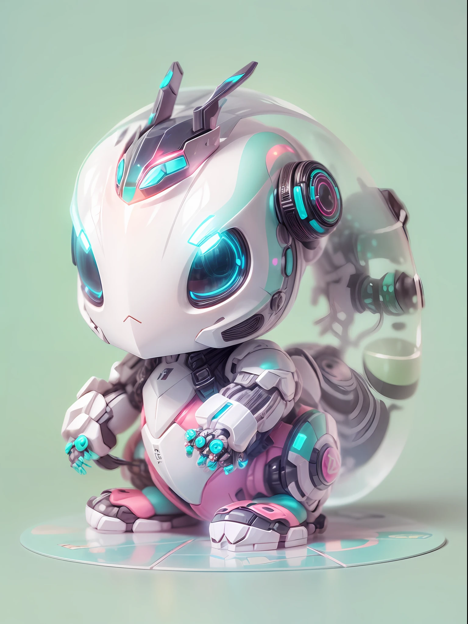 (blind box toy style:1.2), (Full Body Shot) , 1 Transparent cute snake, Transparent mecha, Exquisite Helmet:1.2, glowing goggles:1.2, Cyberpunk, Dreamy Glow, Luminous neon lamp, clean, white background, ( Global illumination, raytracing, HDR, unreal render,reasonable design, high detailed, masterpiece, best quality, UHD, Cinematic Lighting)