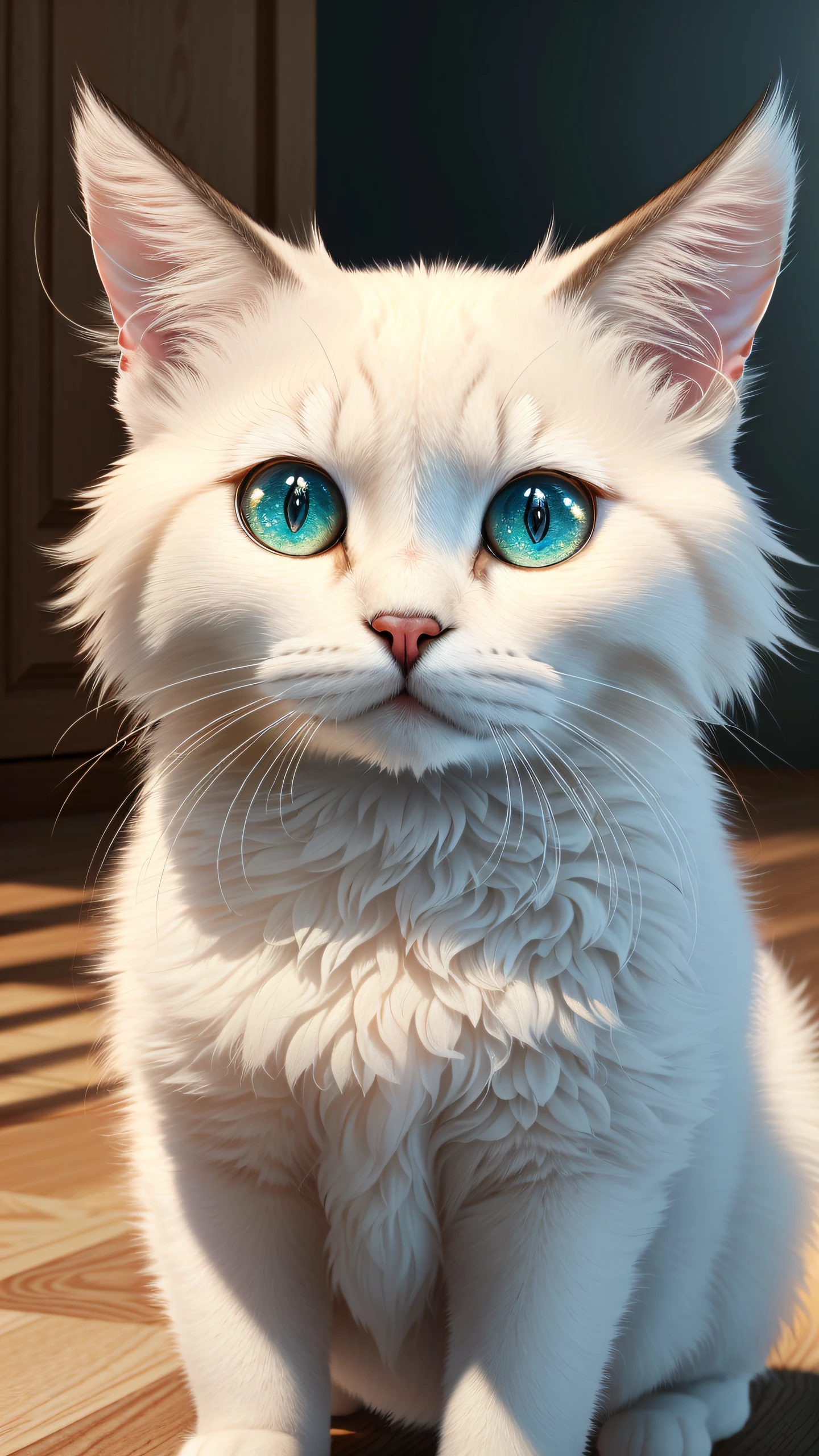 (best quality:1.33), (masterpiece:1.42), (realistic:1.24), (detailed:1.15),
Cute cat, big eyes, in the style of pixar, beautiful 3ds max render, volumetric lighting, global illumination, raytracing, detailed hyperrealism, manga,