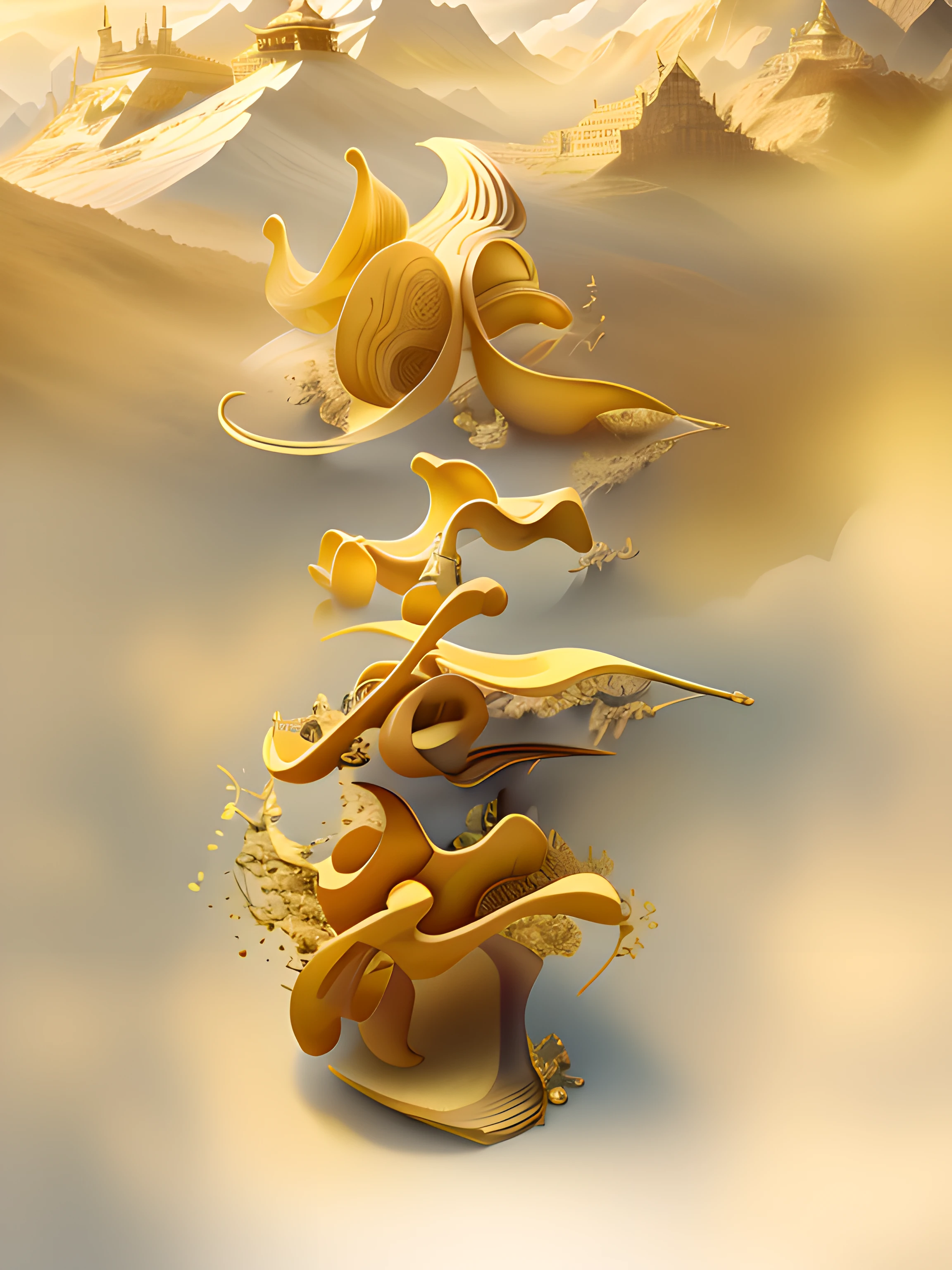 samurais,knight-errant,Mountains,Pavilions,Building,buliding,loft,a warm color palette,filmposter,Warm yellow matching,gold dust