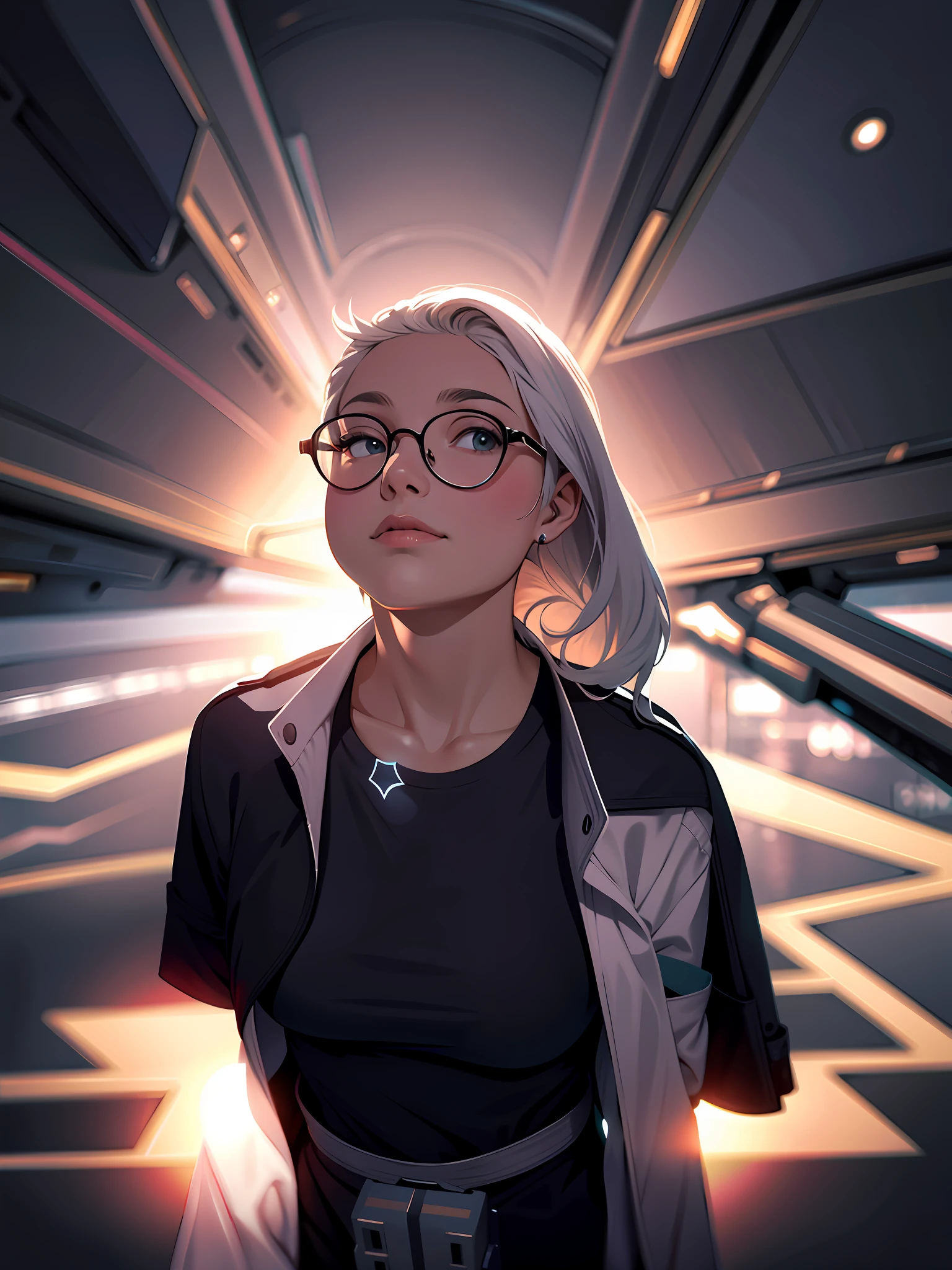 absurd res, high res, (masterpiece:1.4), ultra-detailed, 1girl, from above, space, floating