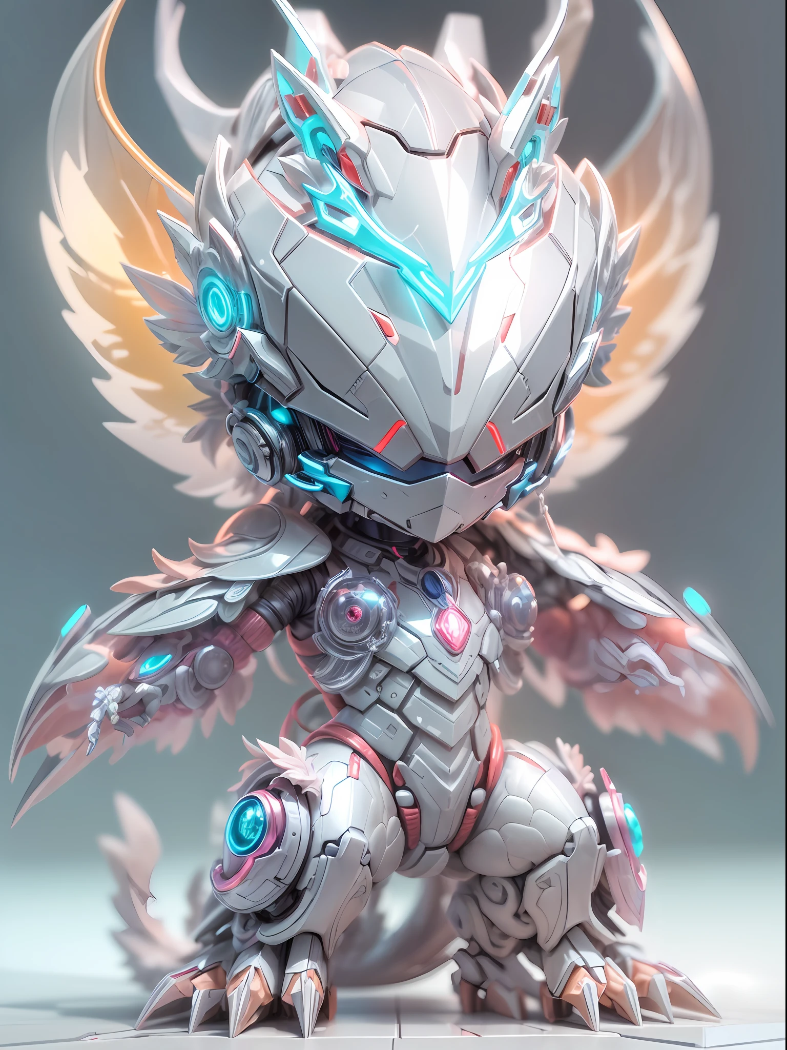 (blind box toy style:1.2), (Full Body Shot) , 1 Transparent cute Chinese Dragon, Transparent mecha, Exquisite Helmet:1.2, glowing goggles:1.2, Cyberpunk, Dreamy Glow, Luminous neon lamp, clean, white background, ( Global illumination, raytracing, HDR, unreal render,reasonable design, high detailed, masterpiece, best quality, UHD, Cinematic Lighting)