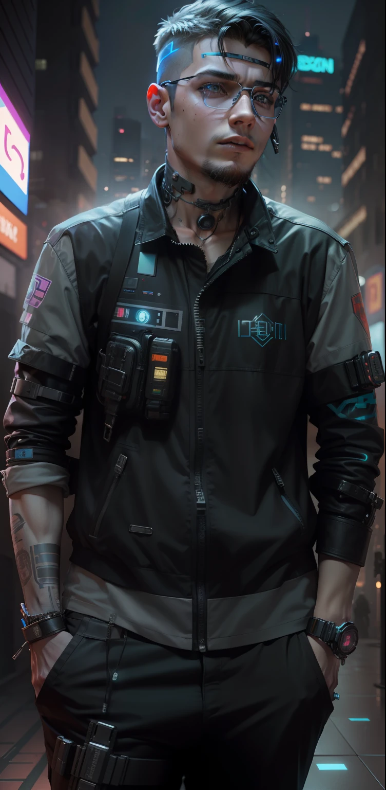 Change background cyberpunk, Realistic boy, image ultra Hd