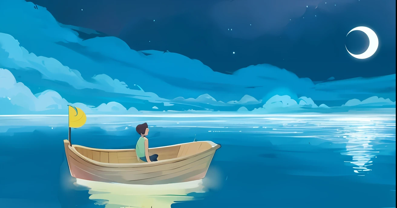 painting of a woman sitting in a boat on a lake at night, animation film still, animated film still, animation still, animated still, calm night. digital illustration, animated film, one small boat, animation film, on the calm lake, small boat, animation still screencap, disney 2d animation still, calm and serene, anime still