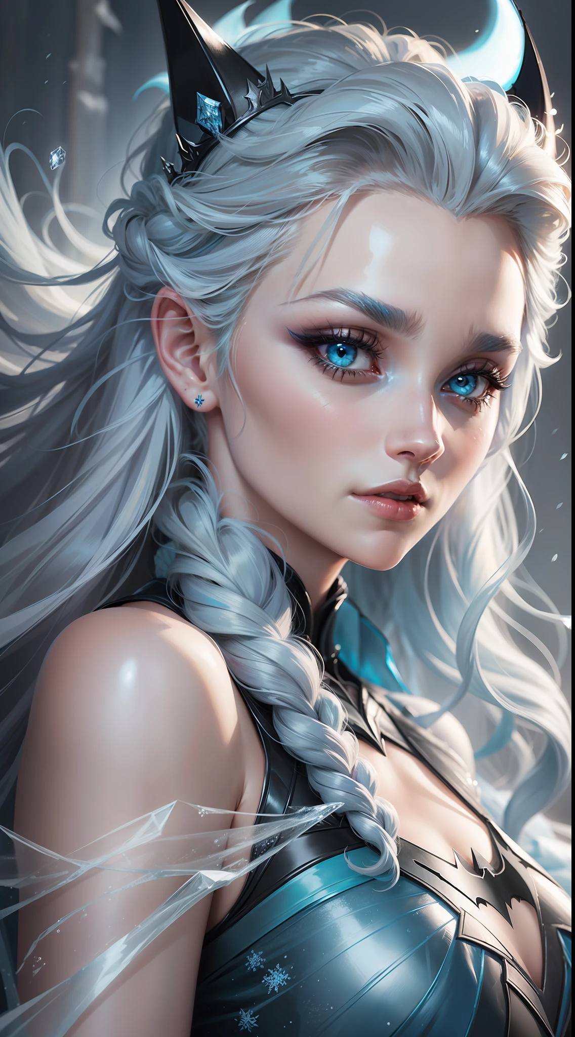 batman frozen princess in blue dress with flowing hair and blue dress, batman elsa from frozen, batman elsa frozen, batman elsa, beautiful batman elsa, frozen in motion, emma watson as the queen of ice, portrait of batman elsa of arendelle, portrait of batman elsa from frozen, batman frozen, batman frozen like a statue, batman ice princess, ice queen, frozen klaus film, frozen time effect, the batman ice queen