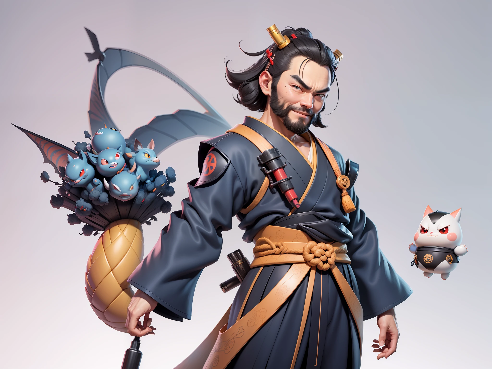 (Daisaku),(Need),(Super meticulous),(full bodyesbian:1.2),Japanese ukiyo-e girl,japanese geisha,Beautiful,Oriental dragon,Aeolian Thor,Raised sexy,爆乳,Oriental face,TV Anchor,Bust portrait illustration,Alone,In black suit,a blue tie,The face is slightly chubby,The face was clean,without a beard,Black super short hair,Black eyes,Smile confidently,3C computer sub-products,iPad, iphone,Digital painting,3D character design by Mark Clairen and Pixar and Hayao Miyazaki and Akira Toriyama,The illustration is a high-definition illustration in 4K resolution,With very detailed facial features and cartoon-style visuals。