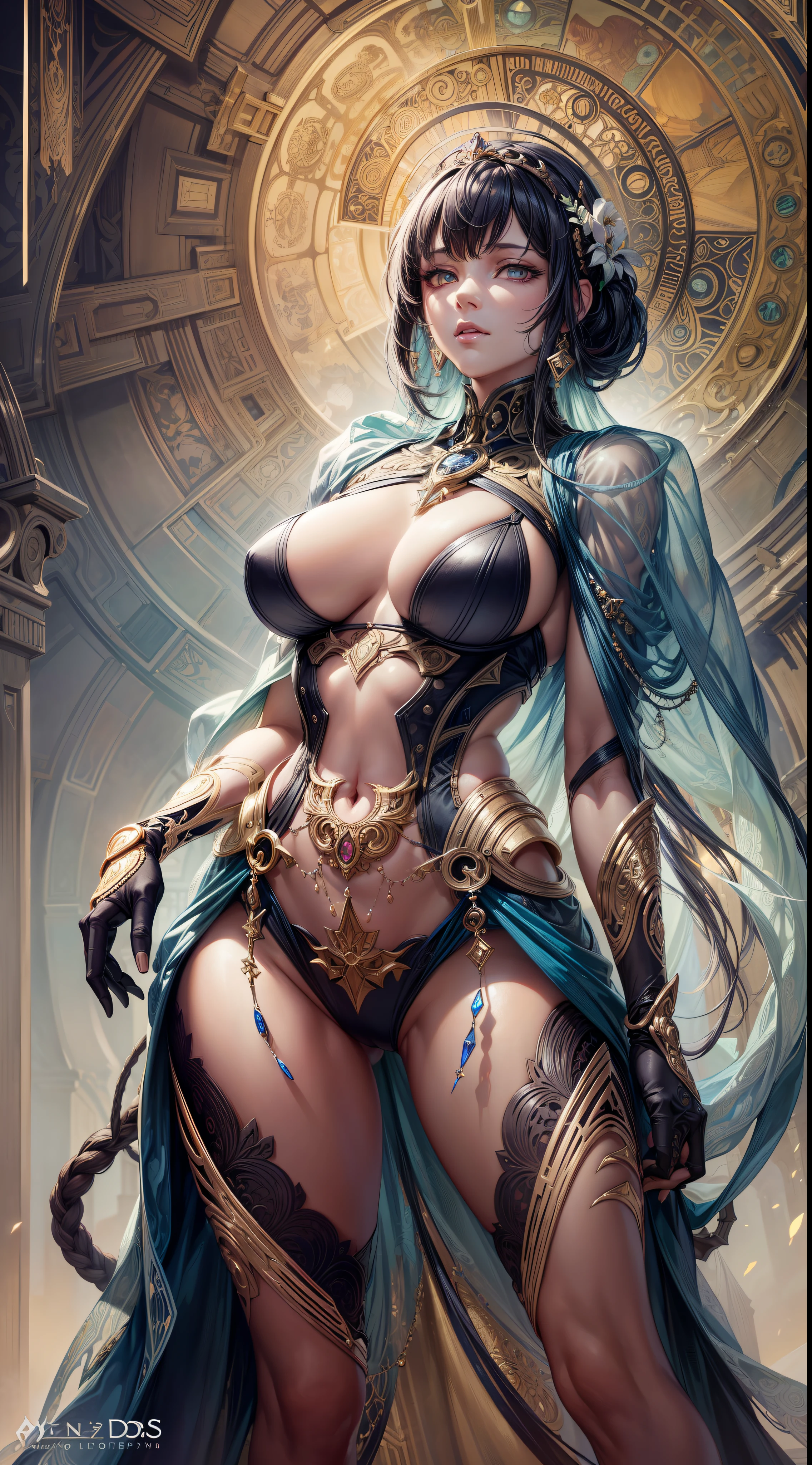 ( An ( [ Alphonse Mucha's | Anders zorn's ] ) [ stunning | astonishing | exquisite ] [ masterpiece | artwork ] ) with the ( full body ) portrait of an ( [ ominous | gloomy ] but ( beautiful ) ) biomechanical ( African character ) posing on top of a pedestal , [ afrofuturism | afropunk ] illustration in ccdsf artstyle with ( dynamic ( symmetry ) ) , clear and readable tangents full of negative space , perfect ( symmetrical ) well-proportioned anatomy
 , ((masterpiece)), ((highly intricate details)),beautiful, high quality, highres, absurdres, light difussion, intricate details, complex details, ((fantasy)), (fantasy:1.5) , (perfect face:1.3), extreme detailed eyes, colorful, highest detailed, vibrant colors, high contrast, (8K UHD:1.2), (photorealistic:1.2),(masterpiece:1.4), (best quality:1.4),extremely detailed wallpaper, highly detailed illustrations, ((1 Girl)), (best lighting) , (super-complex details) , 4K unified, (super-detailed CG: 1.2)