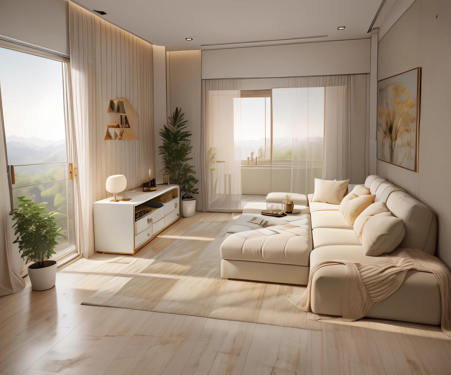 There is a white sofa in the living room with TV, 1 black TV，natural light in room, interior living room, living room interior, Ultra photo realsisim， tmasterpiece， best qualtiy， ultra - detailed， 超高分辨率， RAW photogr， 8K， tmasterpiece，Ultra photo realsisim，32k，the Extremely Detailed CG Unity 8K Wallpapers，best qualtiy