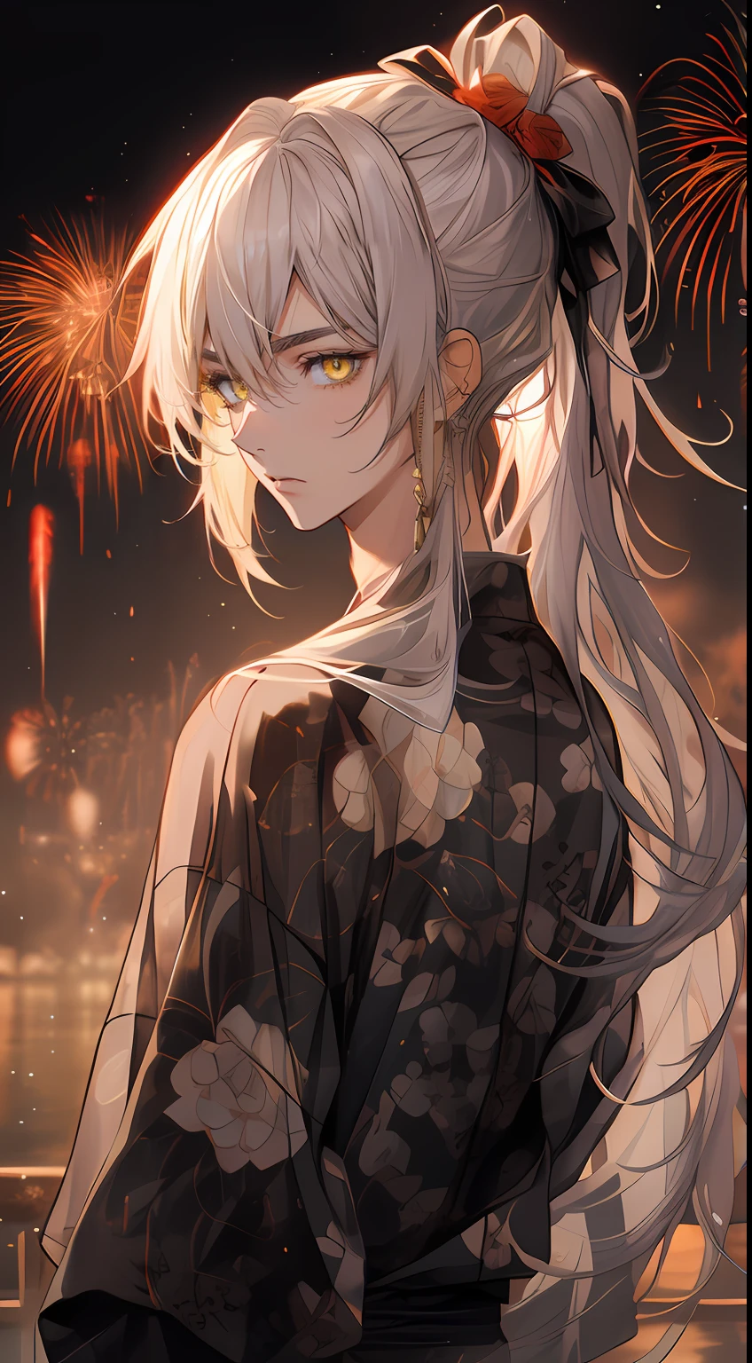 male people、((Yellow eyes))、Slender eyes、twinks、((Looking at the camera))、Rin々Eyebrows