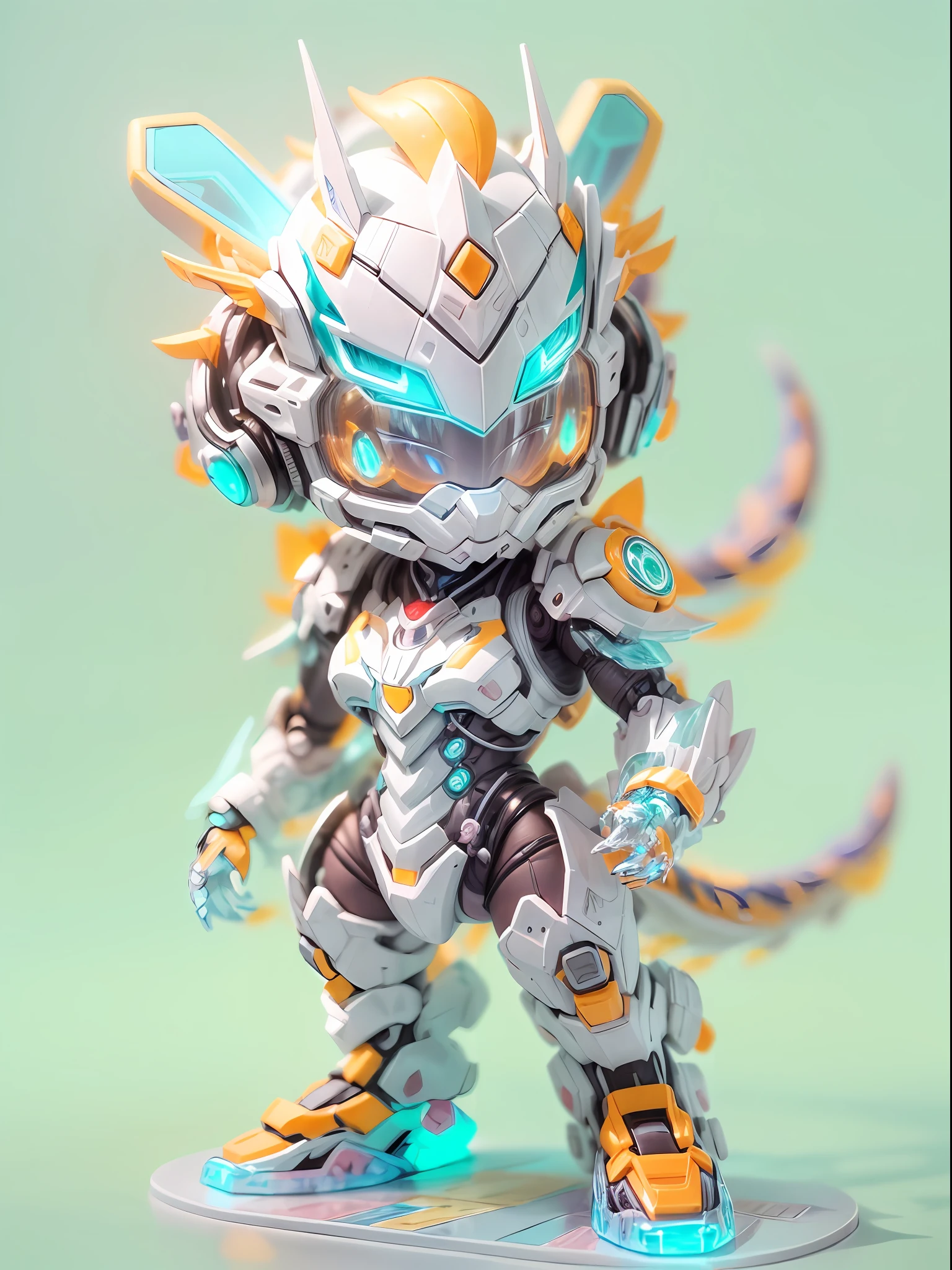(blind box toy style:1.2), (Full Body Shot) , 1 Transparent cute Chinese Dragon, Transparent mecha, Exquisite Helmet:1.2, glowing goggles:1.2, Cyberpunk, Dreamy Glow, Luminous neon lamp, clean, white background, ( Global illumination, raytracing, HDR, unreal render,reasonable design, high detailed, masterpiece, best quality, UHD, Cinematic Lighting)