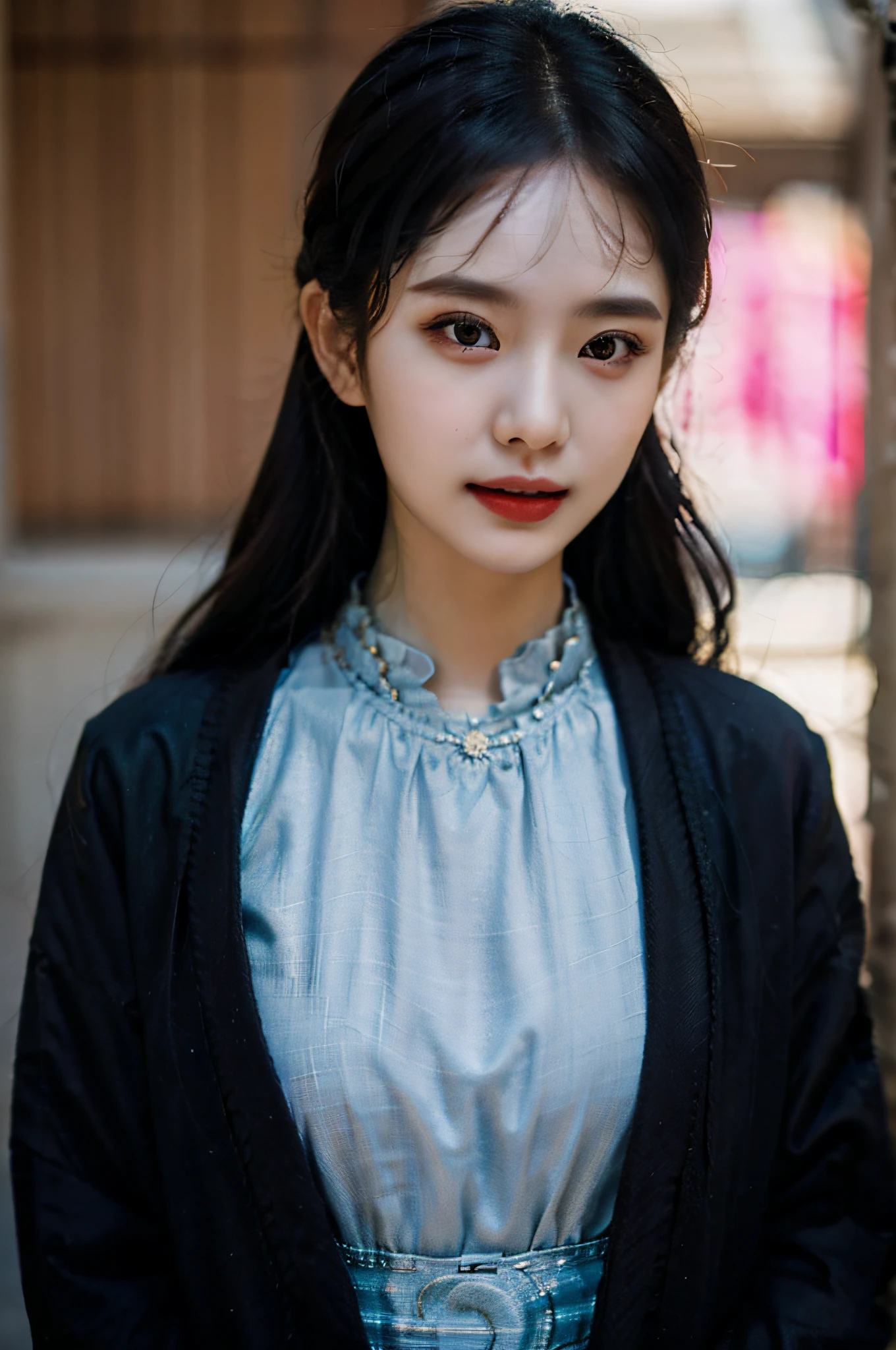 (Hyperrealistic,)4K,35mm,hyper-high detail, Professional lighting, Best quality, 超高分辨率, Visually stunning, (1girll:1.1), (Uyghur clothing 1.4),realskin,(Perfect body 1.3)(Ultra-delicate face)