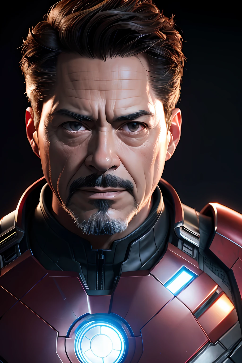 Marvel, Old man Tony Stark, realistically, dynamic lights, old, gray stubble, full shoot, (extremely detailed CG unity 8k wallpaper), trending on ArtStation, trending on CGSociety, High Detail, Sharp focus, dramatic, photorealistic