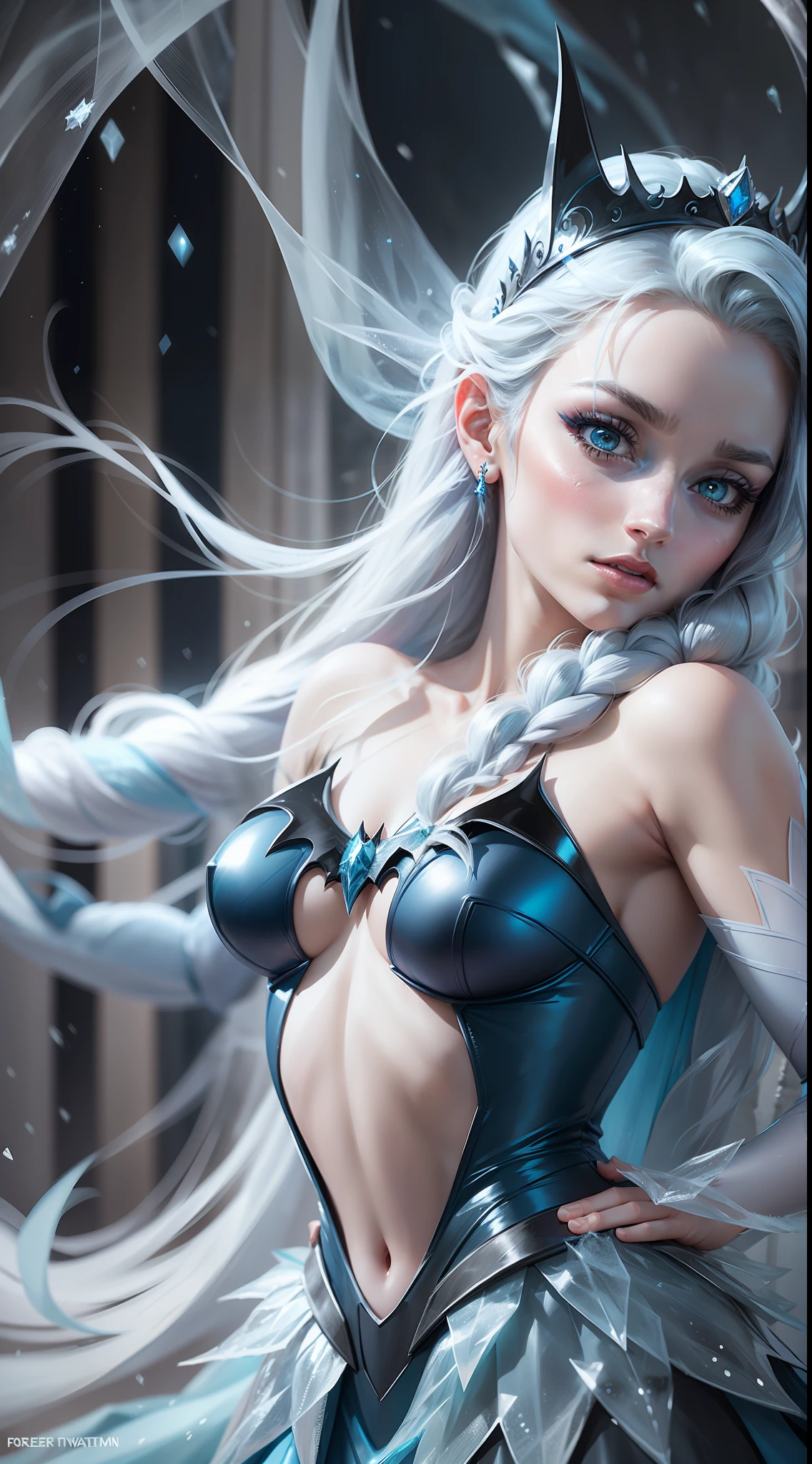 batman frozen princess in blue dress with flowing hair and blue dress, batman elsa from frozen, batman elsa frozen, batman elsa, beautiful batman elsa, frozen in motion, emma watson as the queen of ice, portrait of batman elsa of arendelle, portrait of batman elsa from frozen, batman frozen, batman frozen like a statue, batman ice princess, ice queen, frozen klaus film, frozen time effect, the batman ice queen