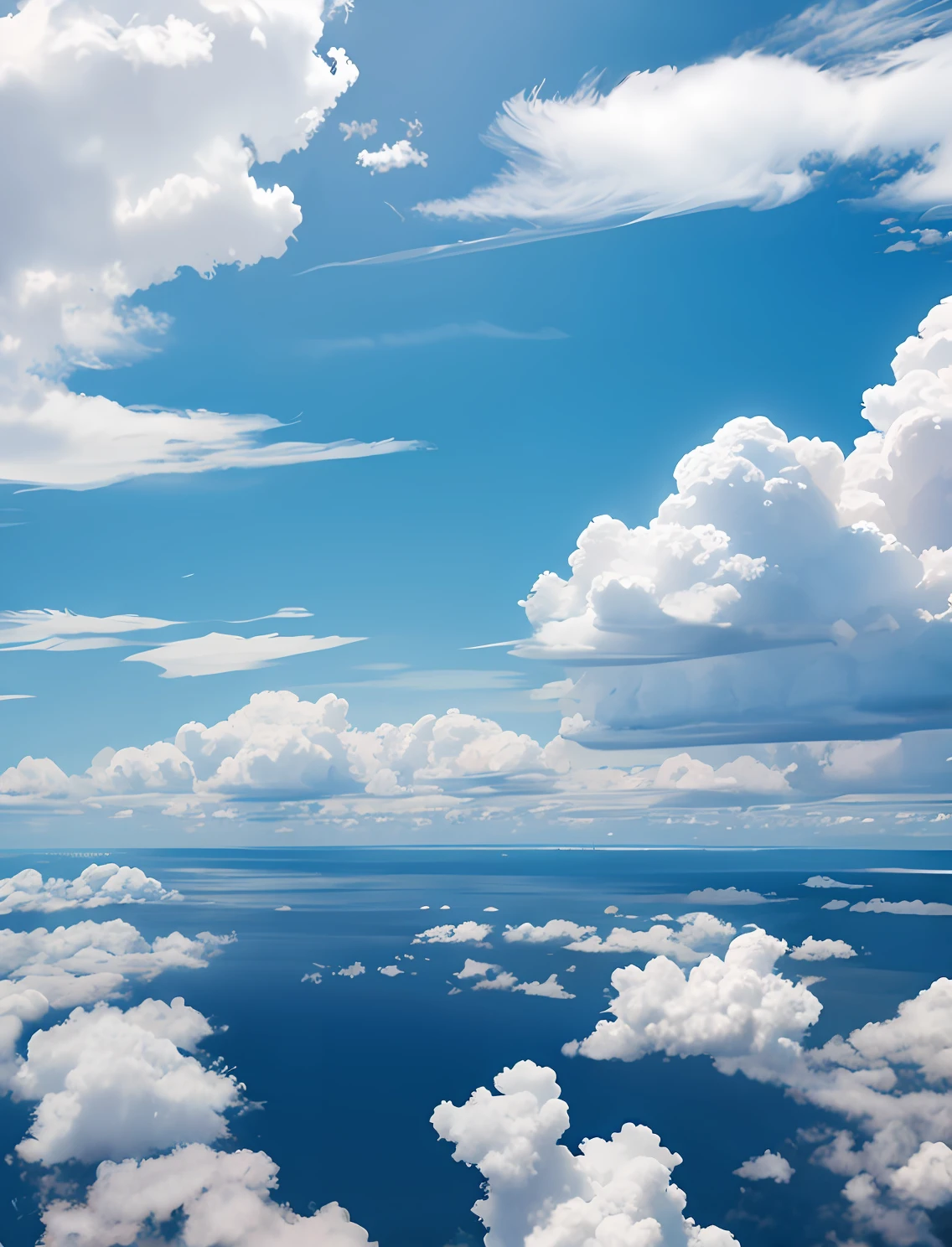 top-quality、8K、cirrus、Faint clouds、Faint clouds in the blue sky、Into the cloud、Air and Sea、unmanned、Scenery only