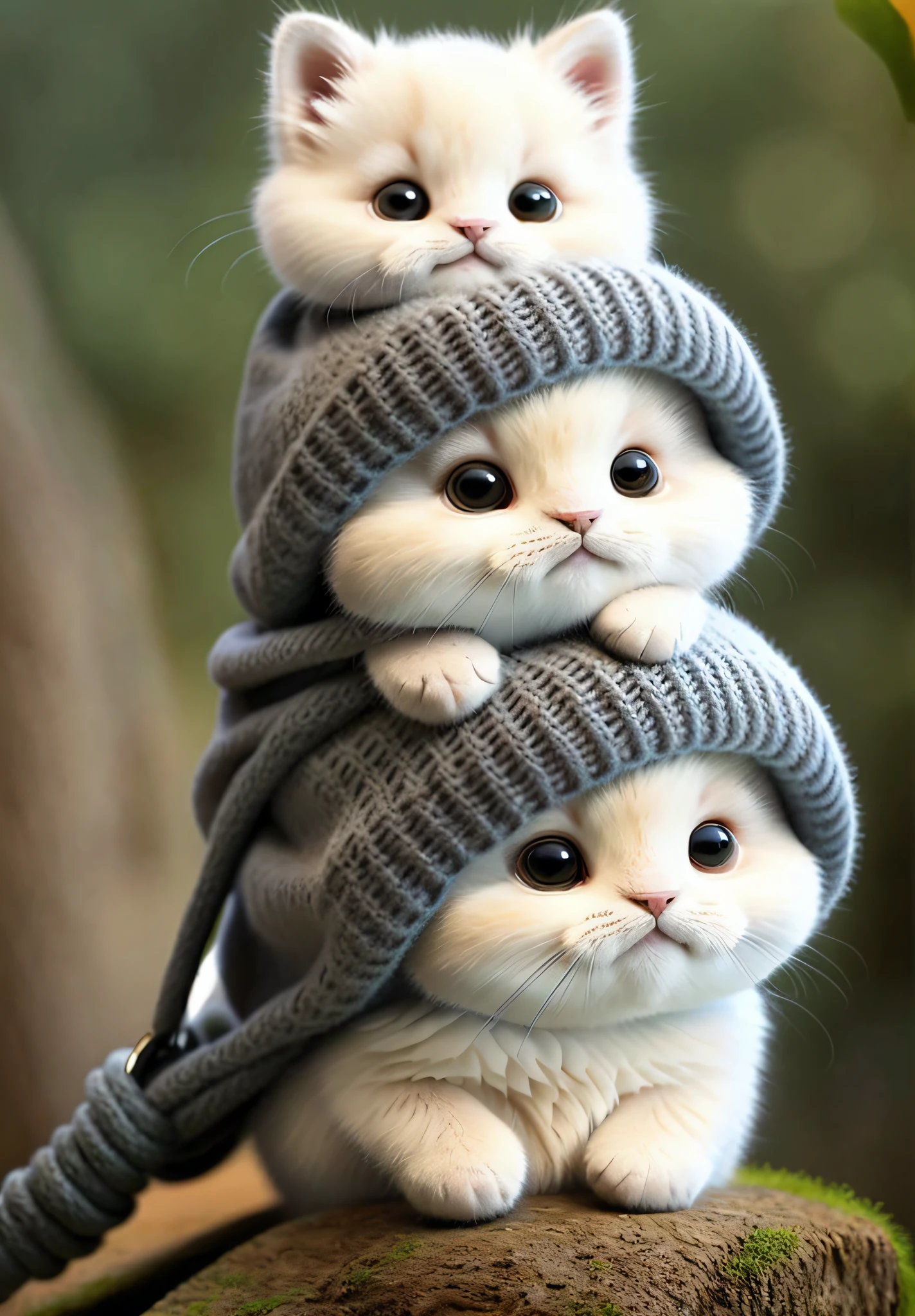 there are two kittens that are wrapped up in a blanket, cute cats, adorable digital painting, cute cat photo, cute 3 d render, cute and adorable, cute digital art, cute kittens, adorably cute, cute adorable, cute animals, cute detailed digital art, cute animal, lovely and cute, smol fluffy cat wearing smol hat, adorable and cute, cute cat