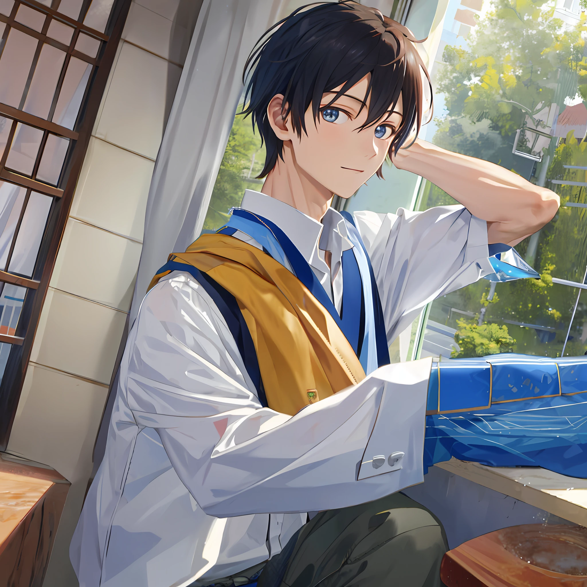 masterpiece, best quality, high quality, shigino_kisumi, 1boy, solo, male focus, upper body, looking at viewer