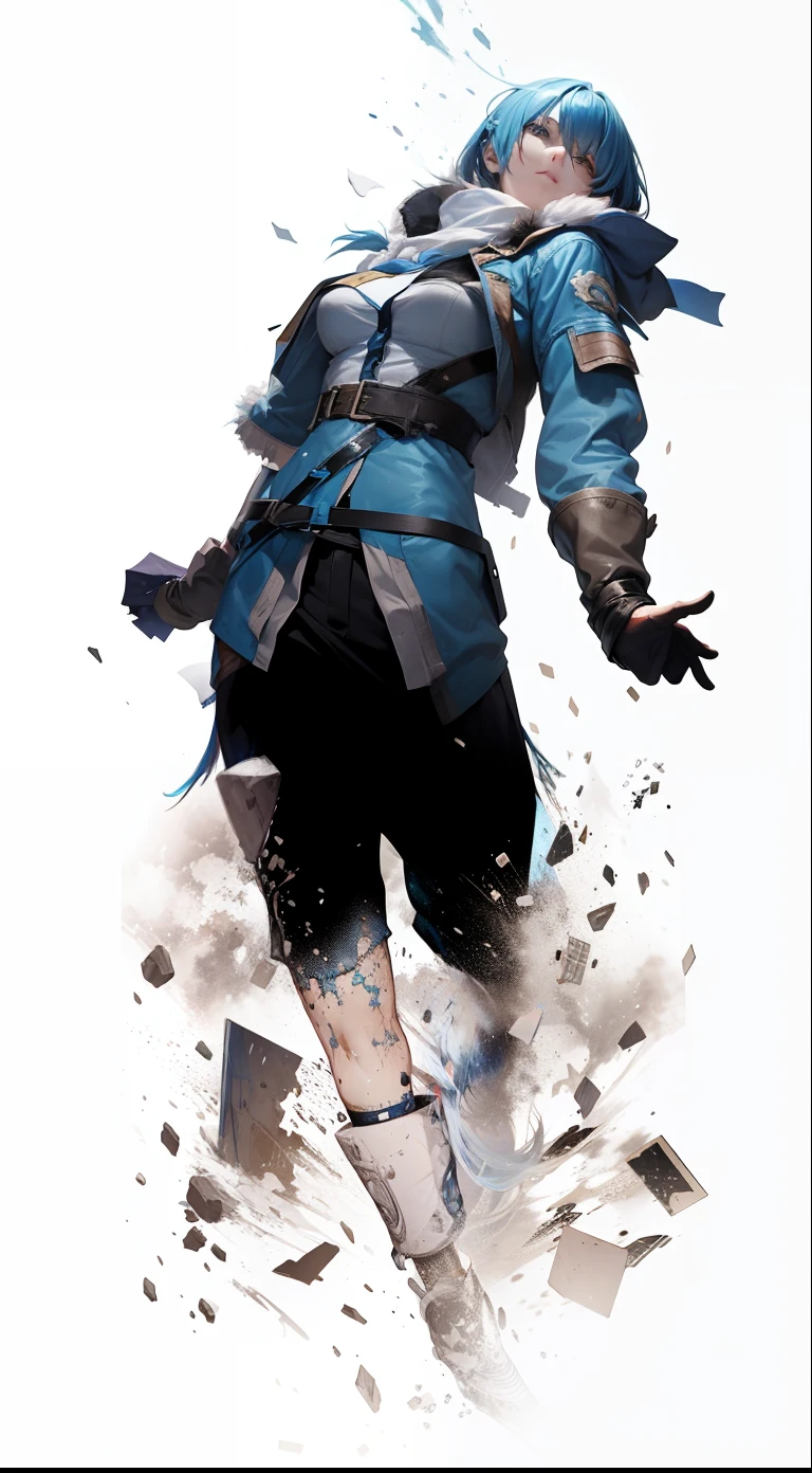 Blue-haired girl who loses the battle and scatters