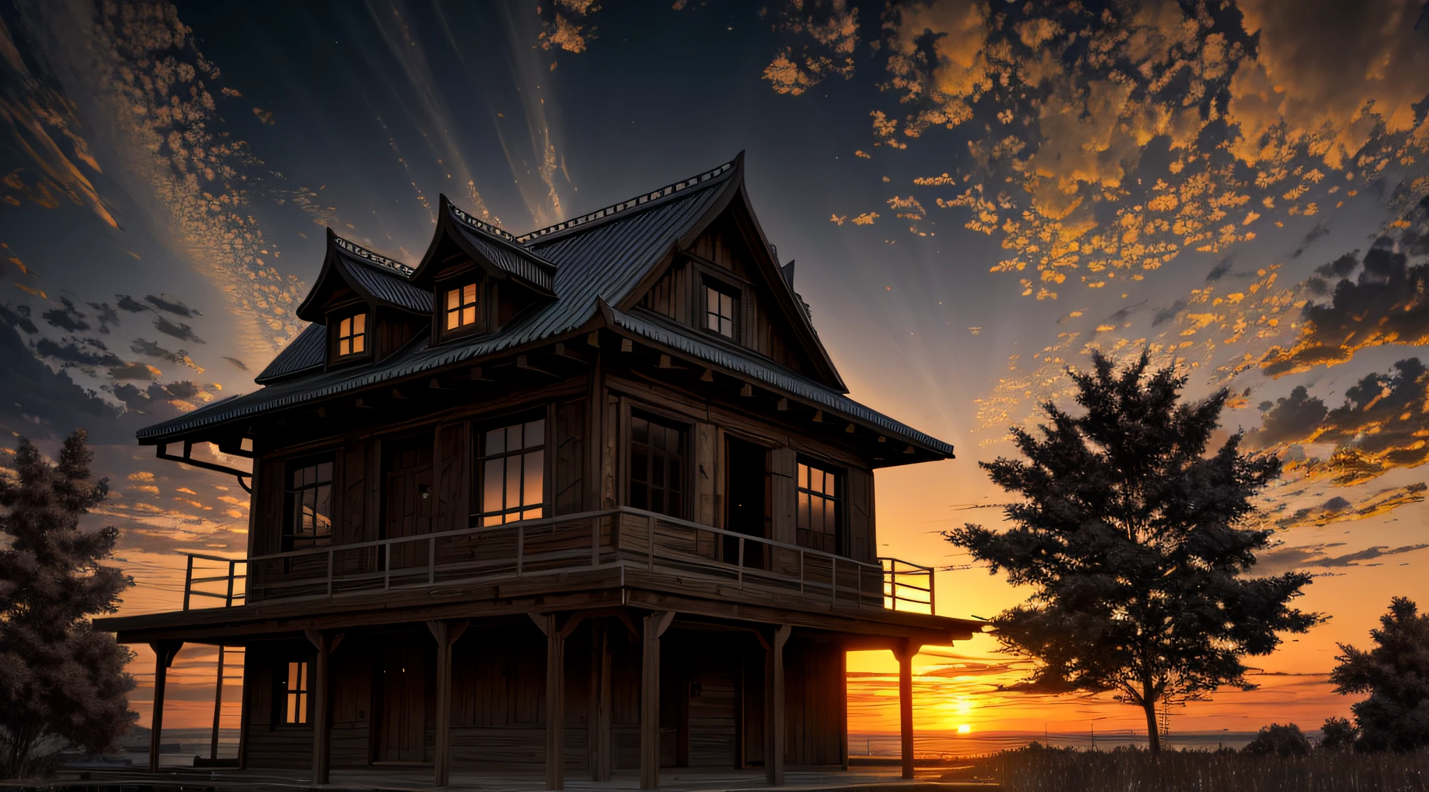 highres, imagination, (realistic), clear skies, composition, sunset, (hdr:1.5), outdoors, intricate details,