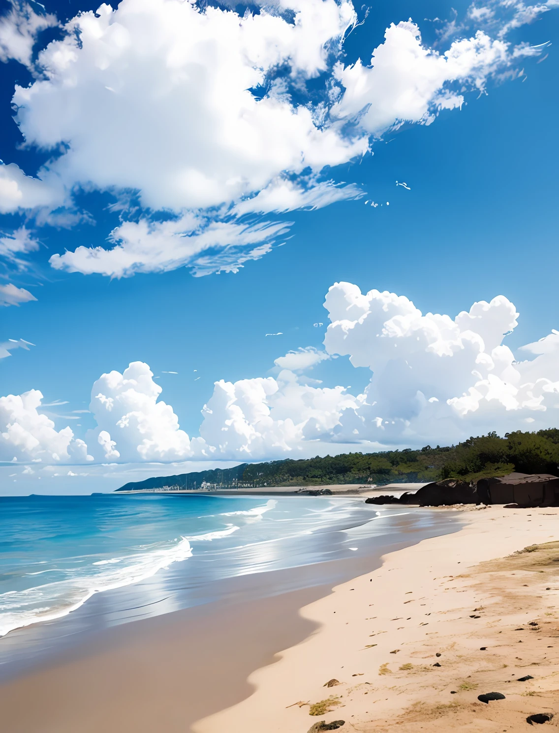 top-quality、8K、cirrus、Faint clouds、Faint clouds in the blue sky、Into the cloud、Air and Sea、unmanned、Scenery only、sand beach
