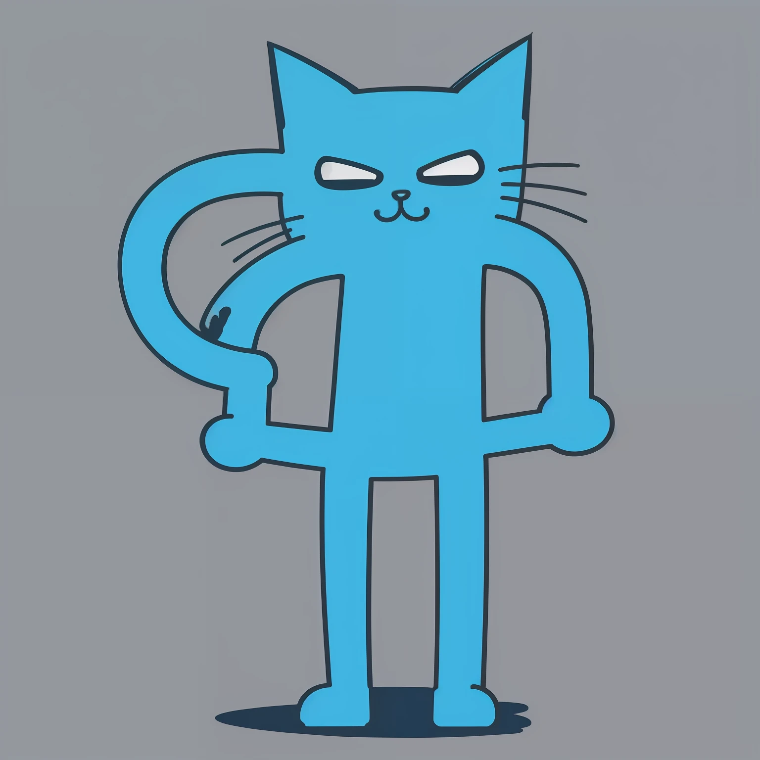 A simple character illustration{cat} full body{blue }background,Doodle in the style of Keith Haring,sharpie illustration, bold lines and solid
colors, simple details, minimalist--s180 --style expressive--s 50