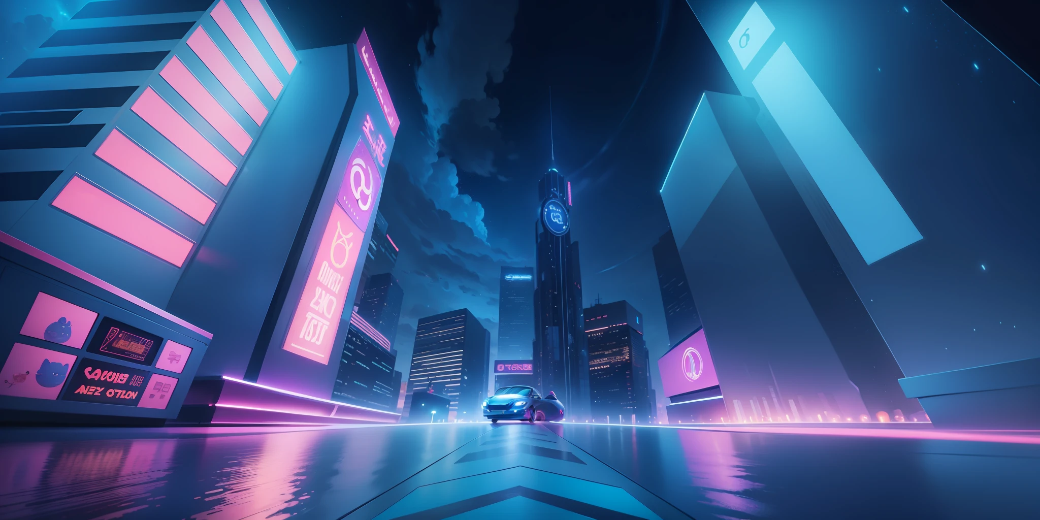 Cartoon game scene, Q version style, cute, bustling city, high-rise building, casino, slot, outdoor scene, starry sky, crazy zootopia style, animated movie scene, Disney, Pixar, concept art, surrealism, cinematic lighting, atmospheric perspective, UHD, high quality, masterpiece