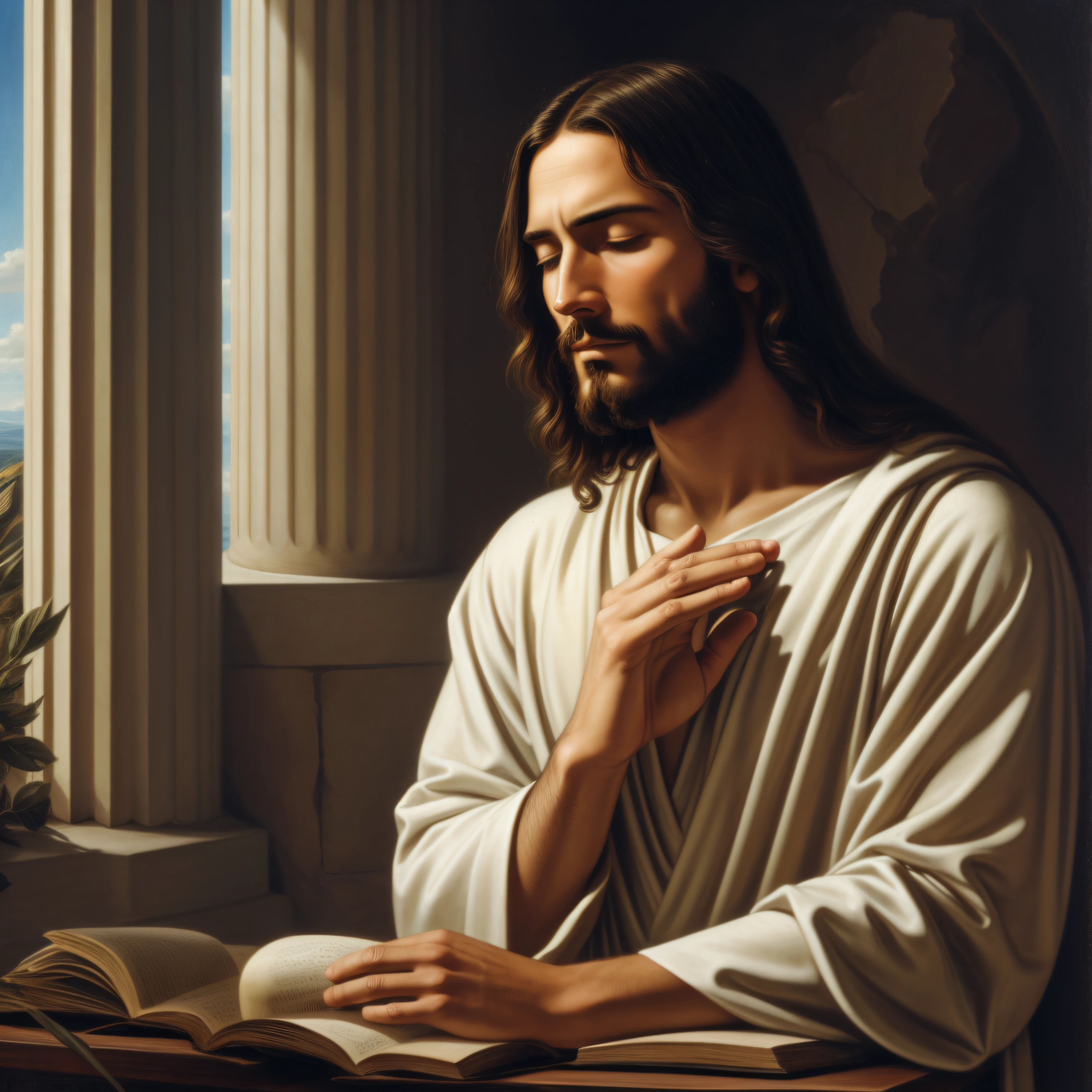 Jesus praying, Angels are with him